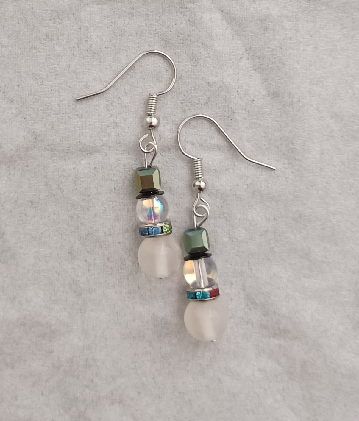 Icy White Snowman Dangle Earrings