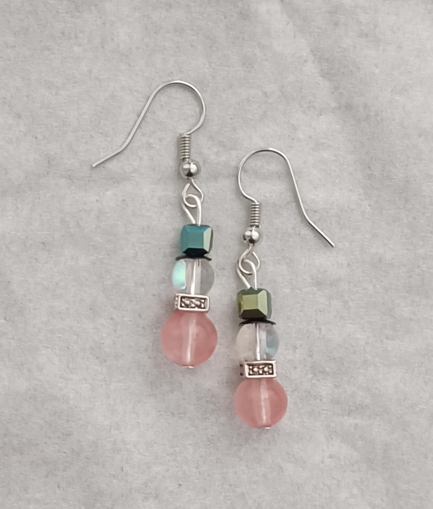 Icy Pink Snowman Dangle Earrings