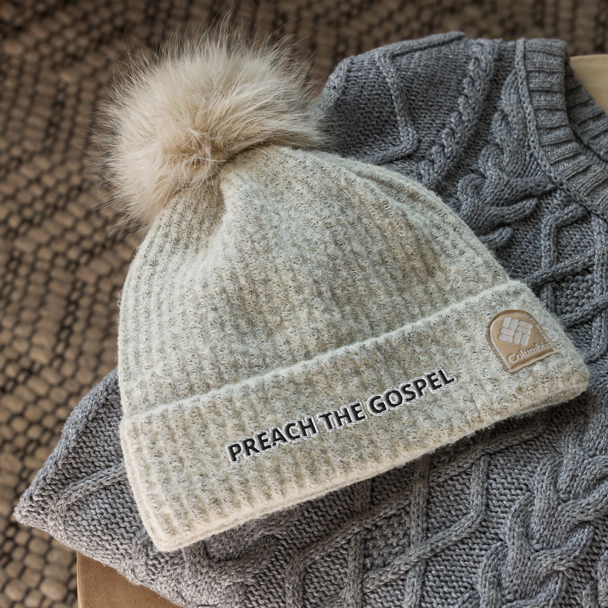 Columbia Brand "Preach the Gospel" Embroidered Pom-Pom Beanie - Image 17