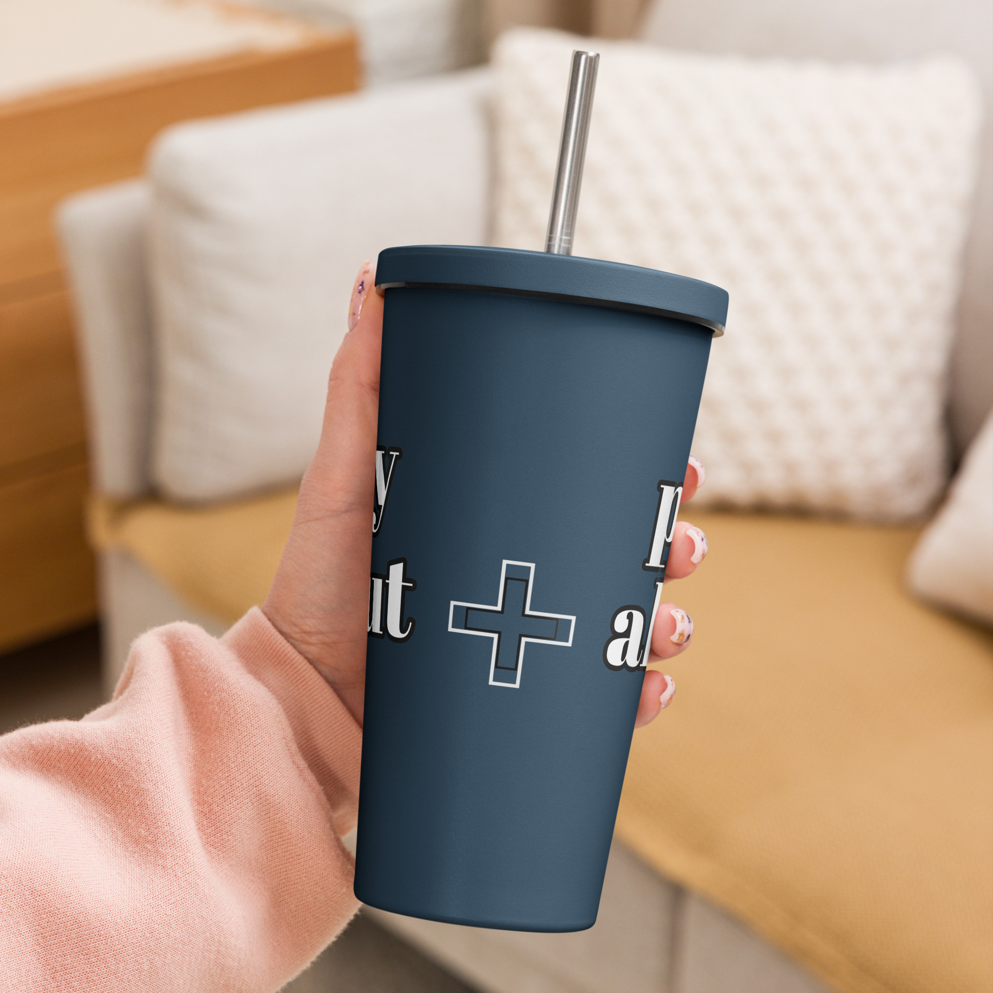 Pray About It Insulated Christian Tumbler with a Straw - Image 5