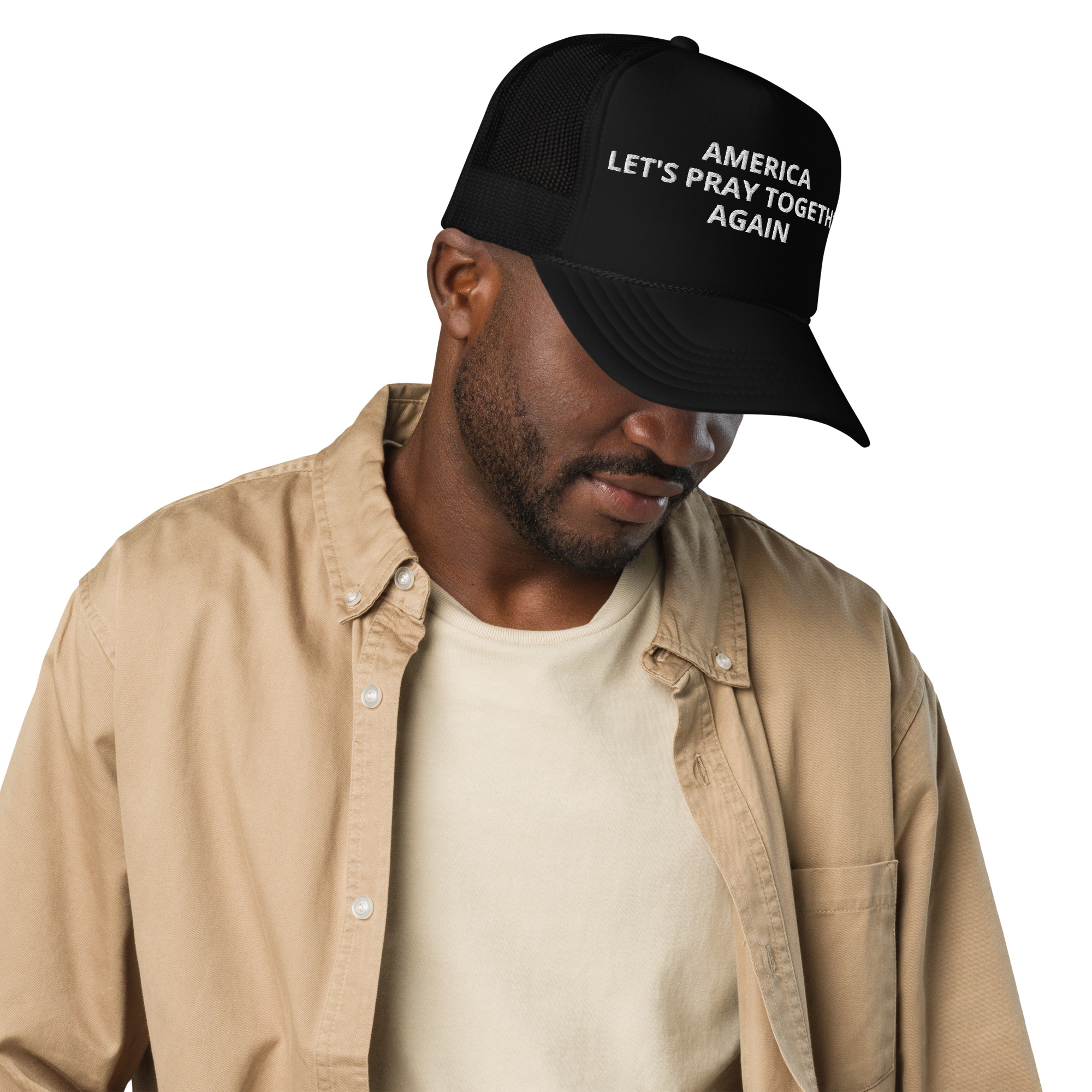 America Let's Pray Together Again Foam Trucker Hat - Image 3