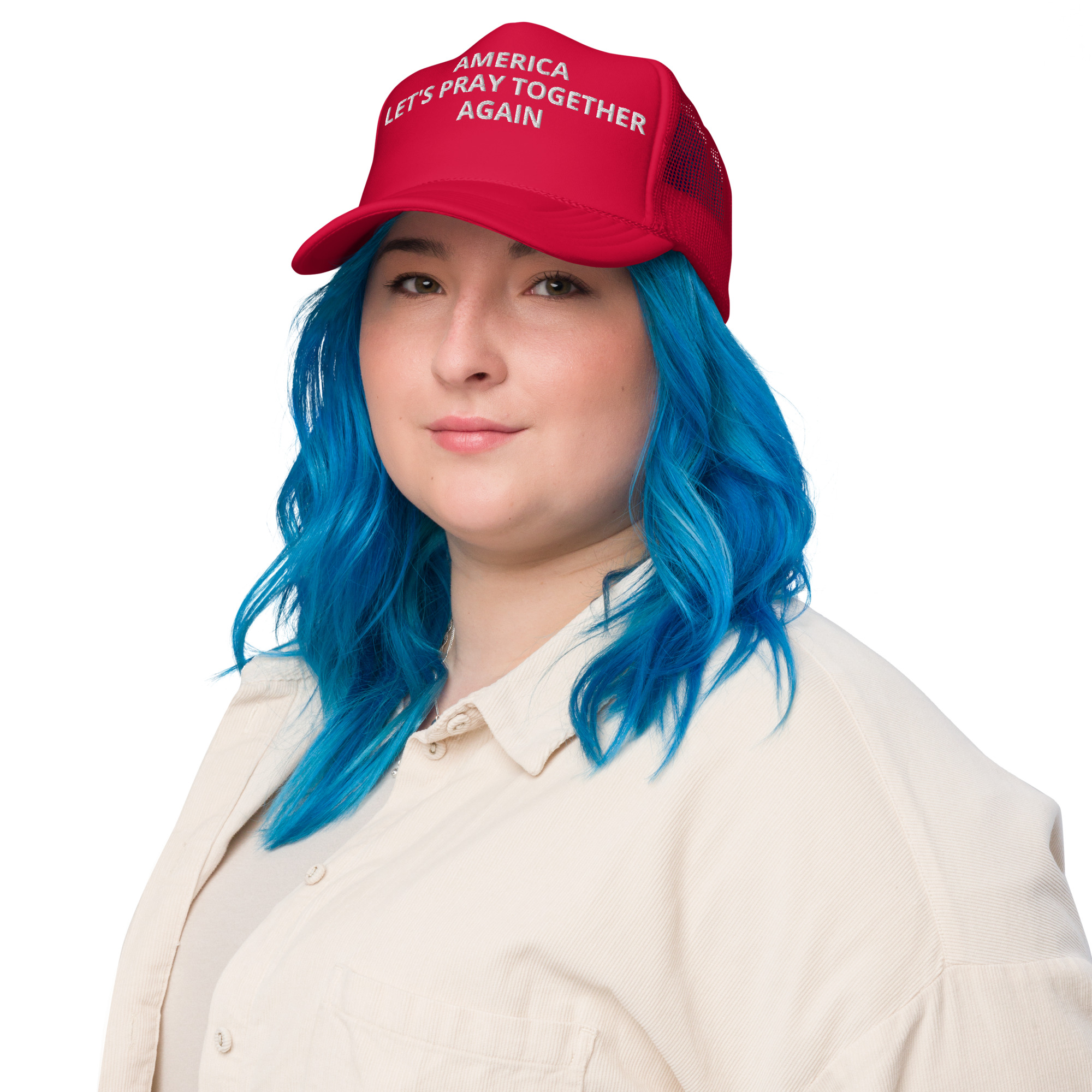 America Let's Pray Together Again Foam Trucker Hat - Image 4