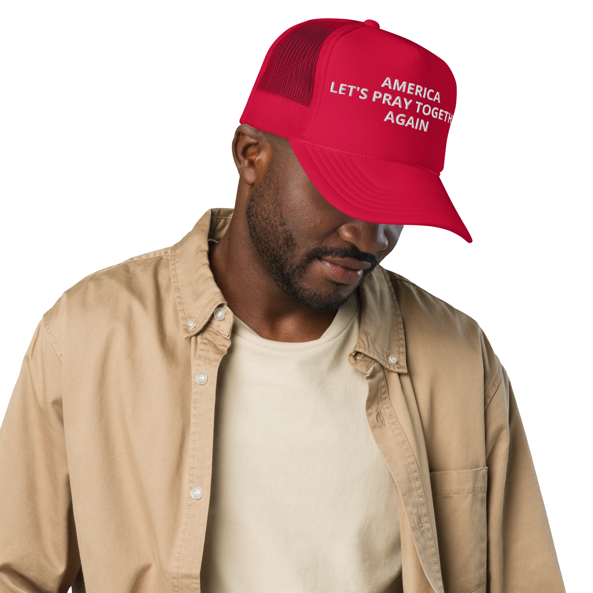 America Let's Pray Together Again Foam Trucker Hat - Image 5