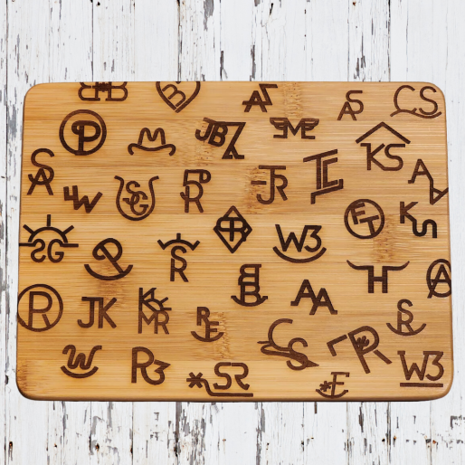 Cattle Brands Western Country Bamboo Wood Cutting Board