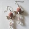 Mauve and Crystal Dragonfly Dangle Earrings