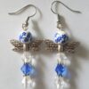 Blue and White Dragonfly Dangle Earrings
