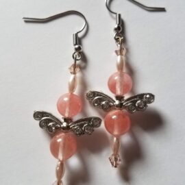 Coral Butterfly Dangle Earrings