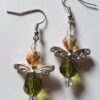 Dusty Rose and Olive Butterfly Dangle Earrings