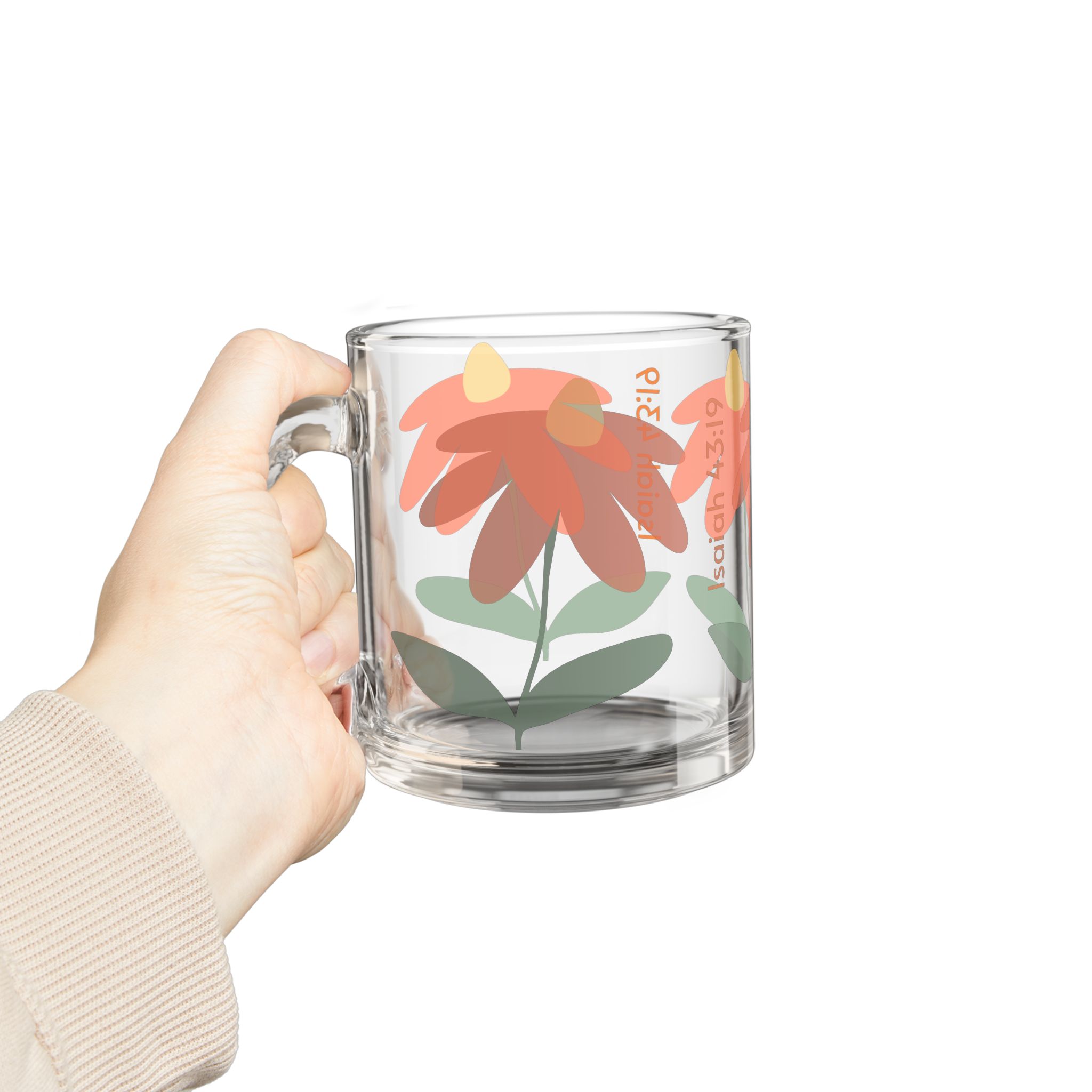 Isaiah 43:19 Floral Glass Mug, 10oz - Image 7