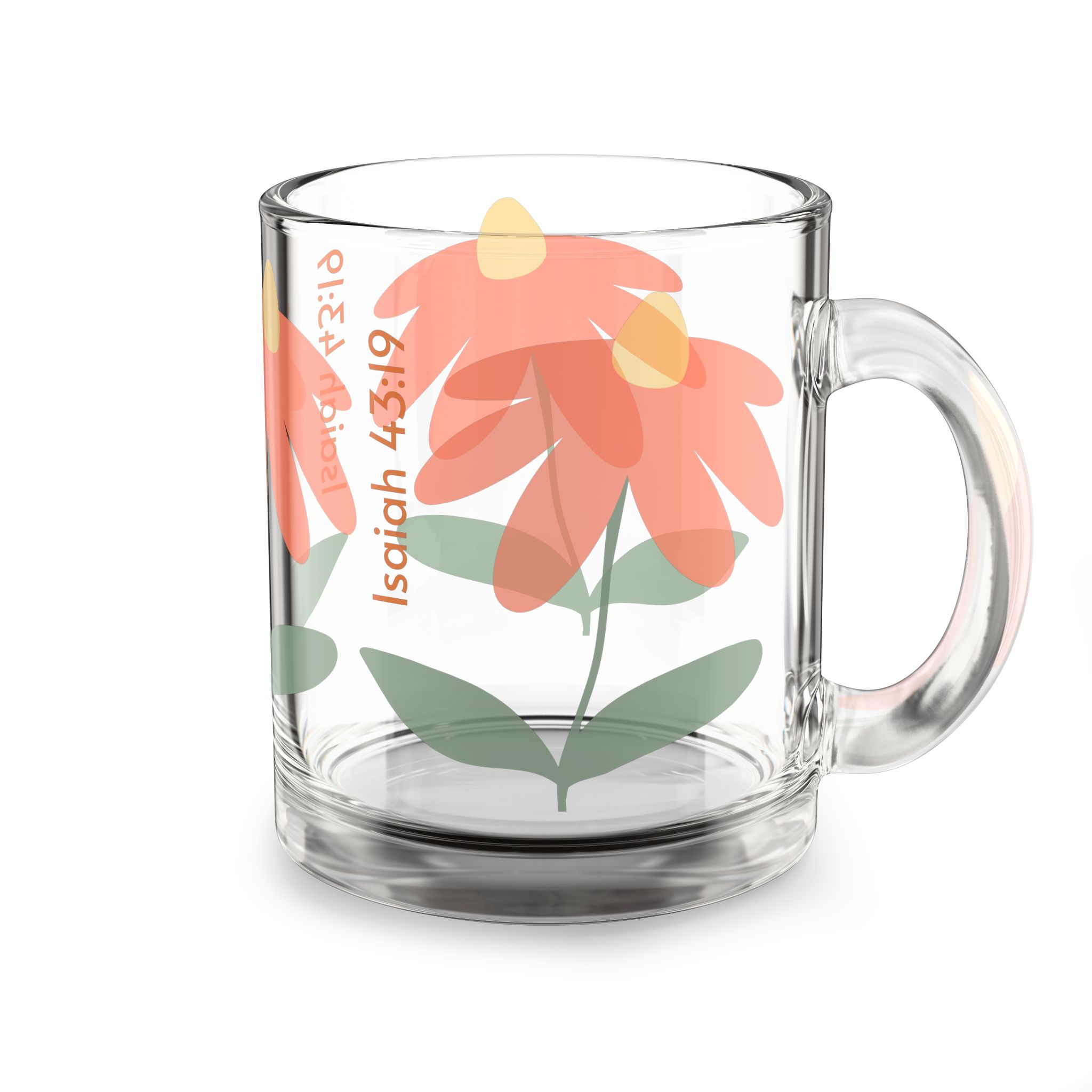 Isaiah 43:19 Floral Glass Mug, 10oz - Image 5