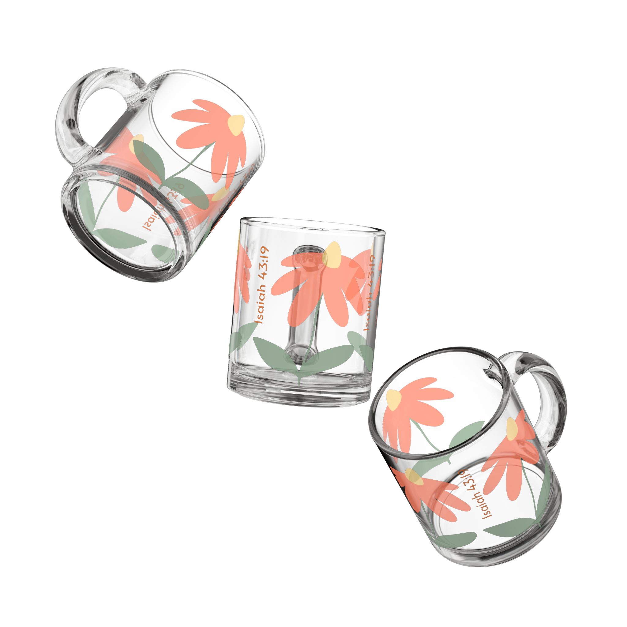 Isaiah 43:19 Floral Glass Mug, 10oz - Image 6