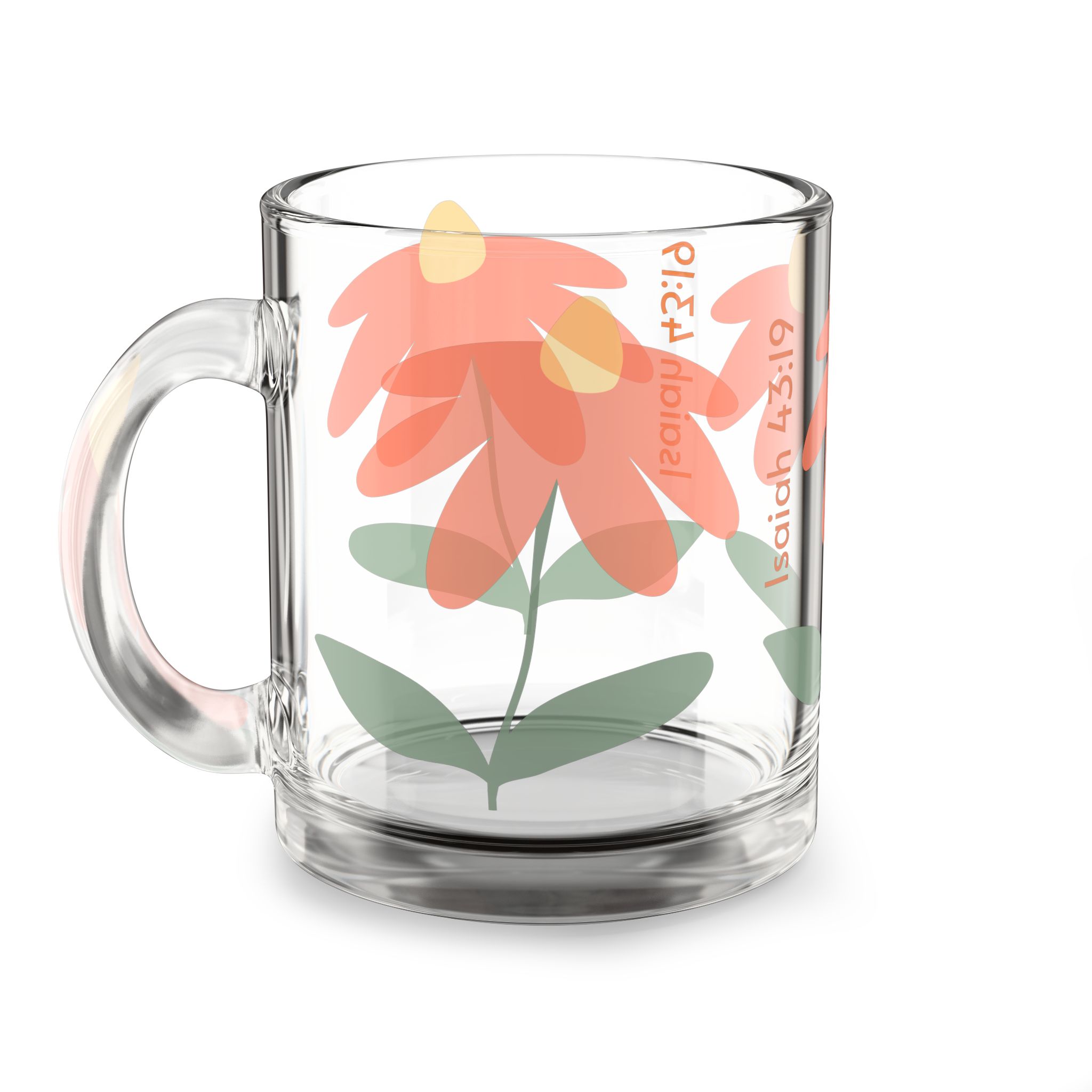 Isaiah 43:19 Floral Glass Mug, 10oz - Image 3