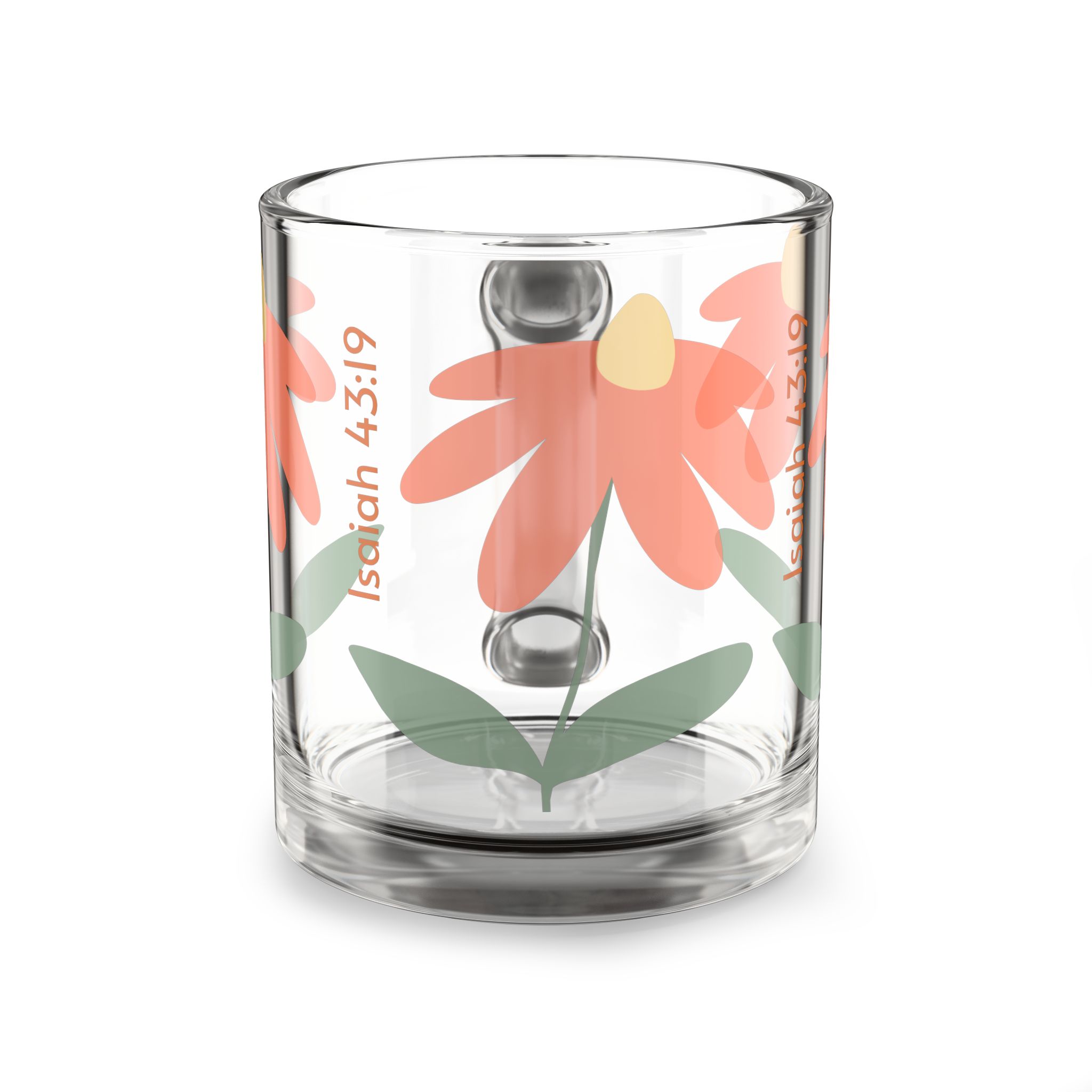 Isaiah 43:19 Floral Glass Mug, 10oz - Image 2