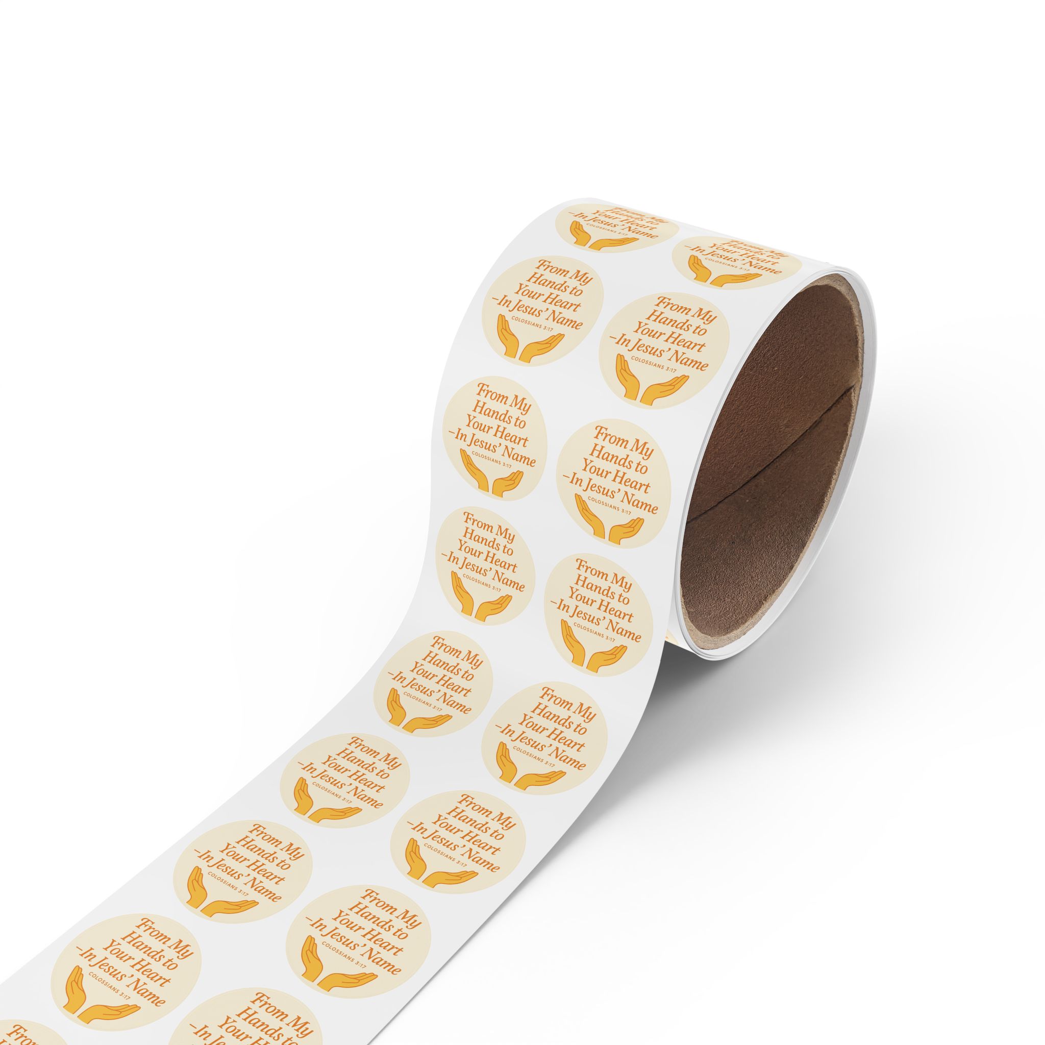 From My Hands To Your Heart – Round Sticker Roll for Small Christian Business Packaging - Image 16