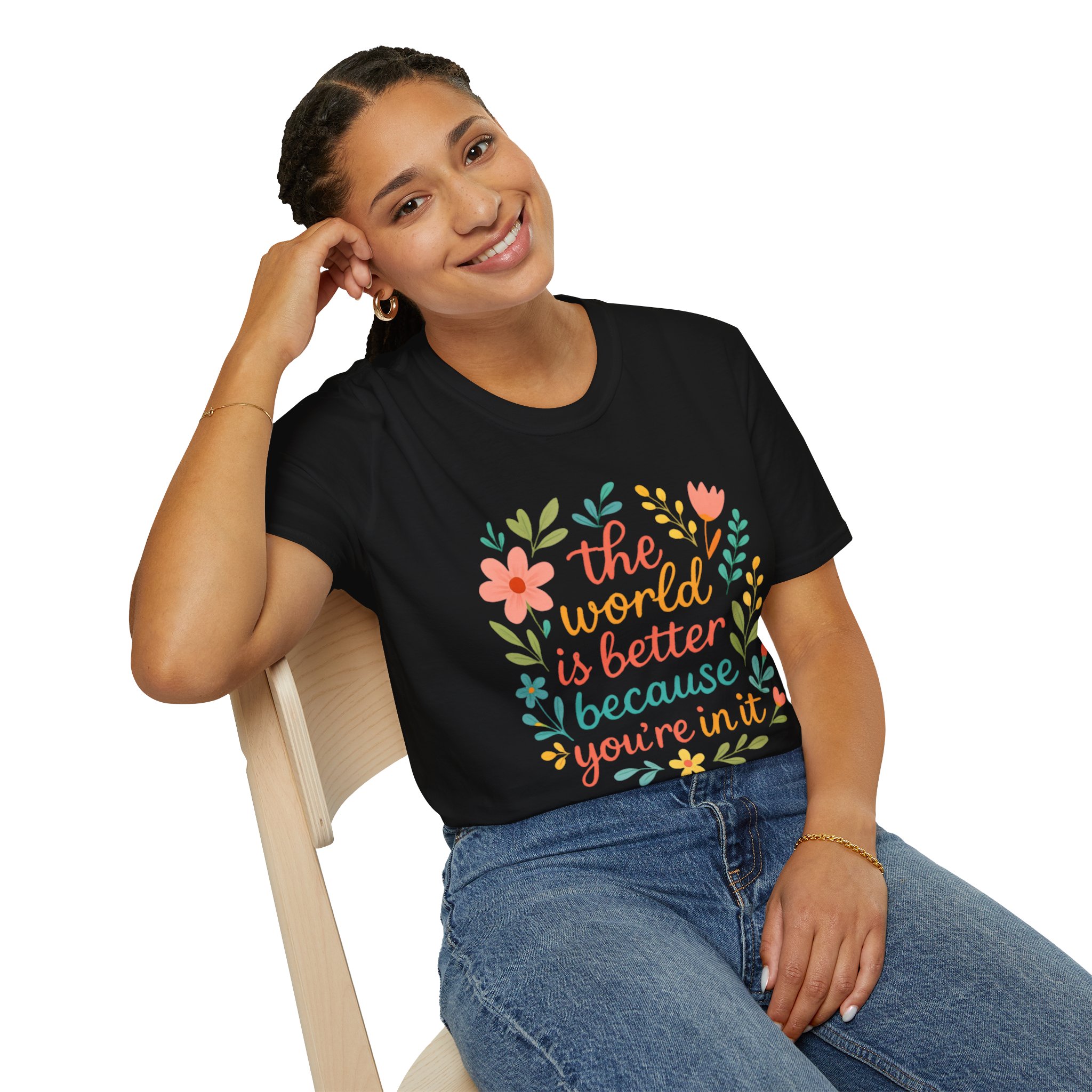 Personalized The World Is Better Because You’re In It Softstyle T-Shirt - Image 33