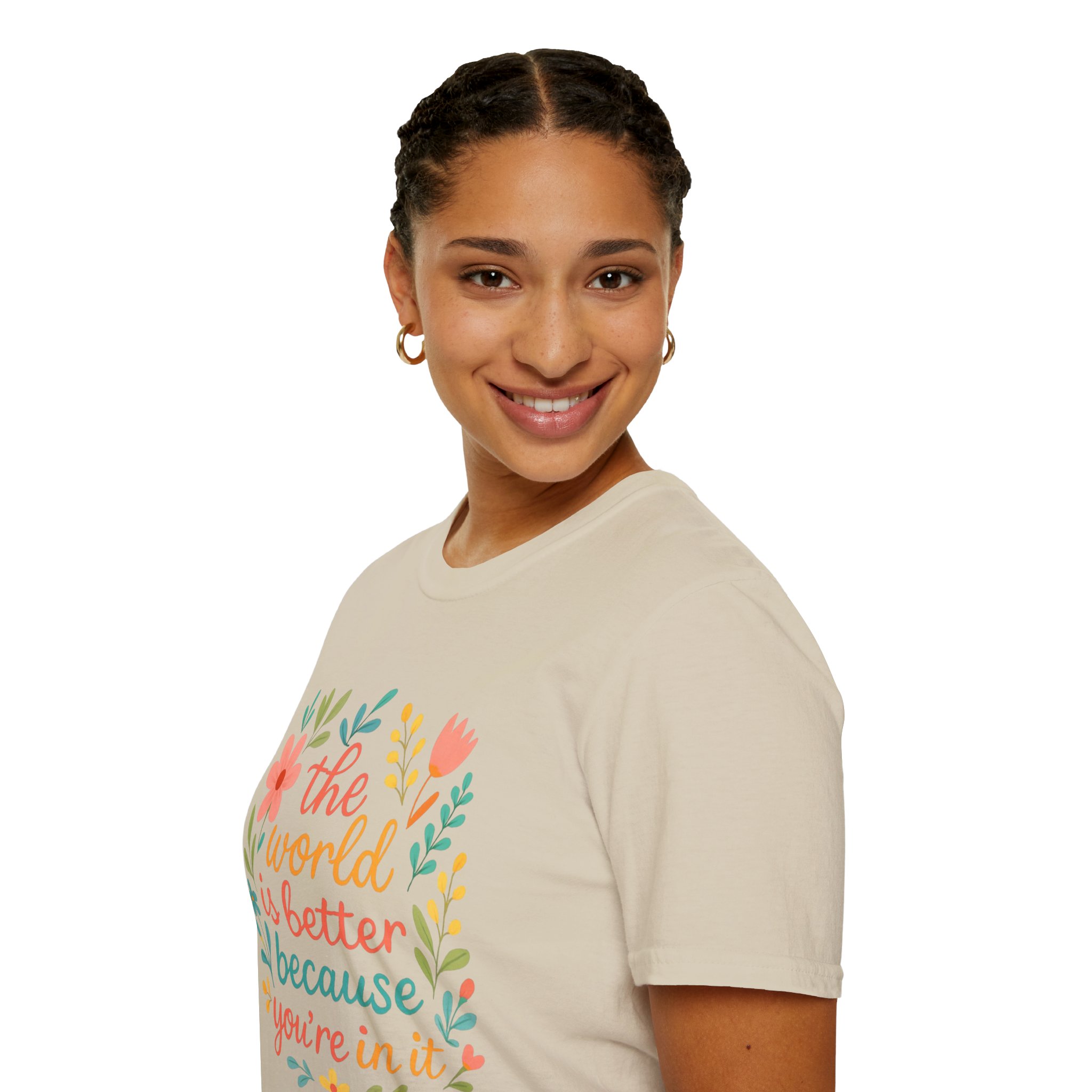 Personalized The World Is Better Because You’re In It Softstyle T-Shirt - Image 40