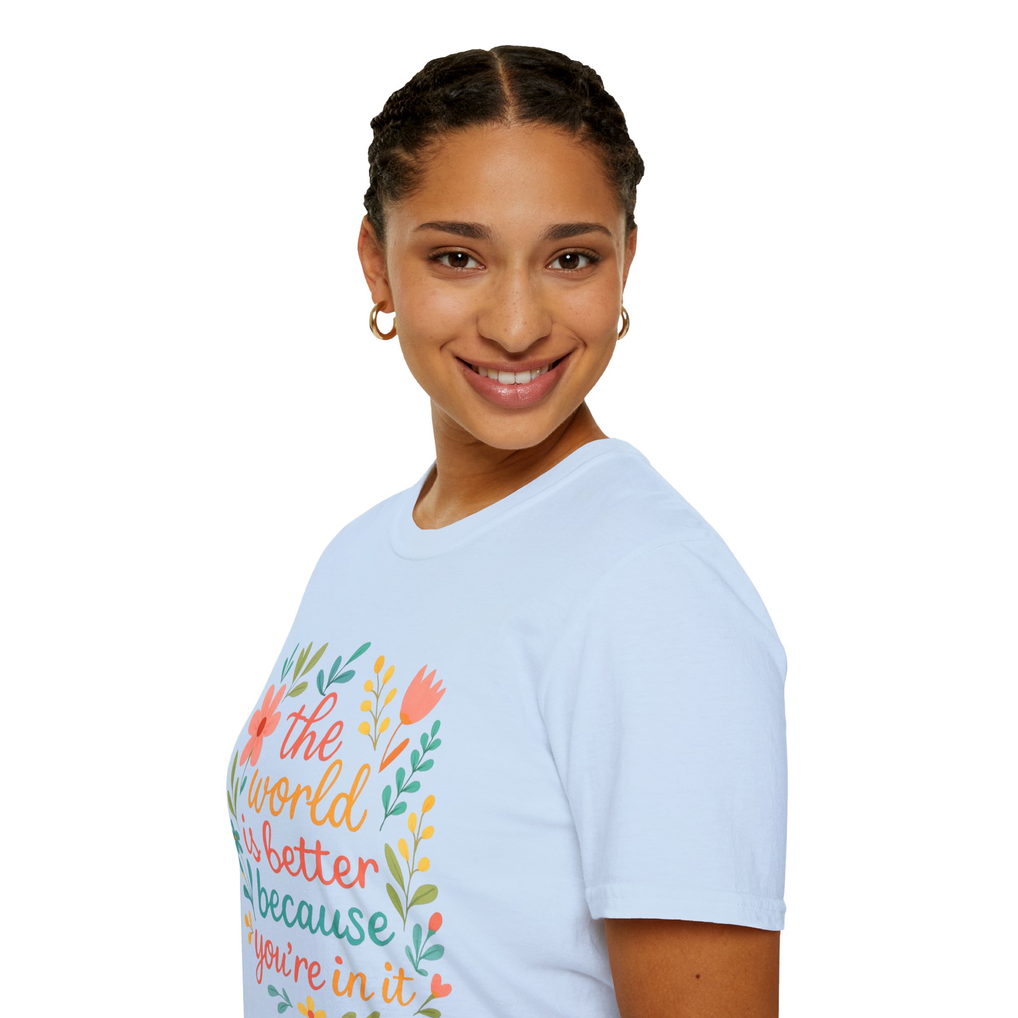 Personalized The World Is Better Because You’re In It Softstyle T-Shirt - Image 72