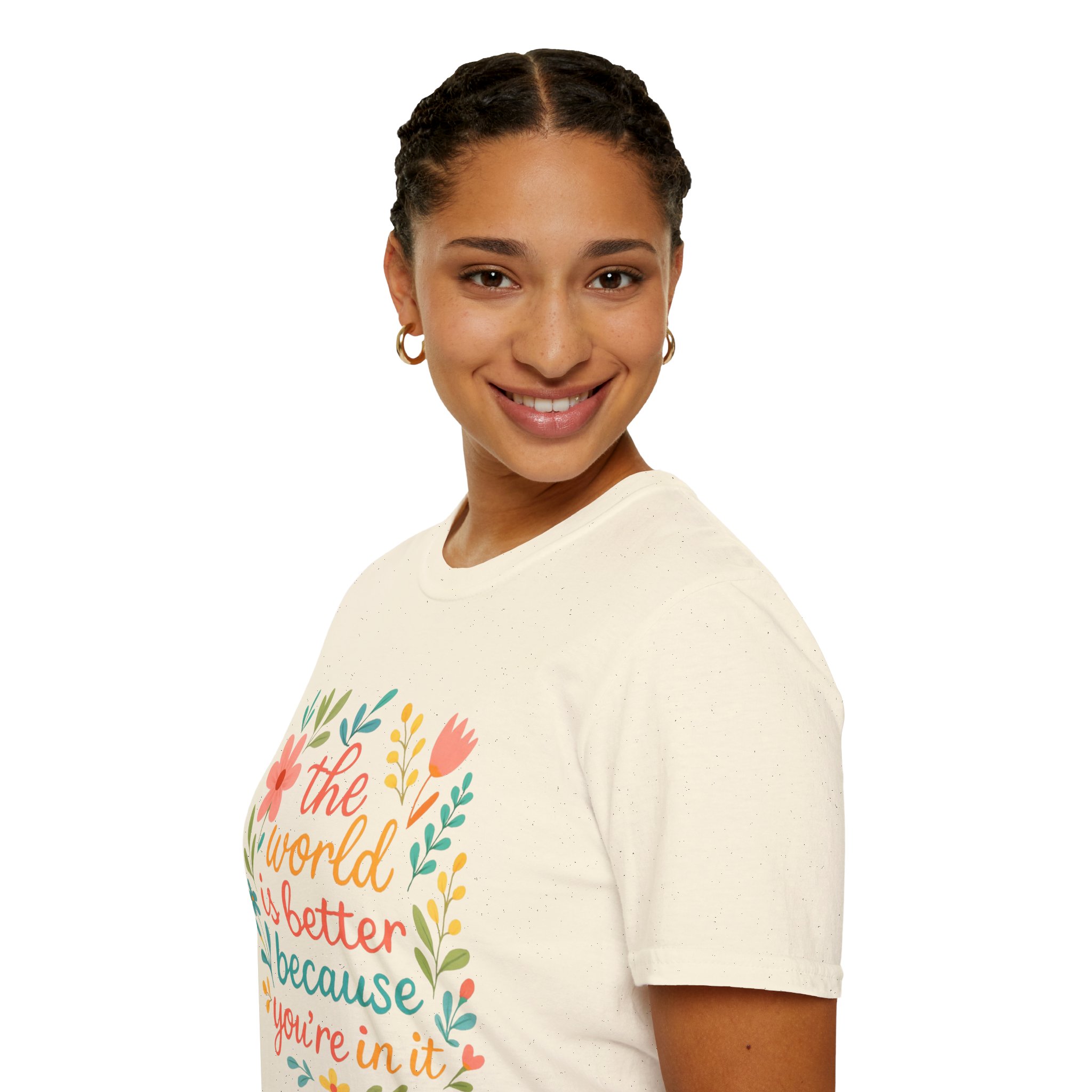 Personalized The World Is Better Because You’re In It Softstyle T-Shirt - Image 56