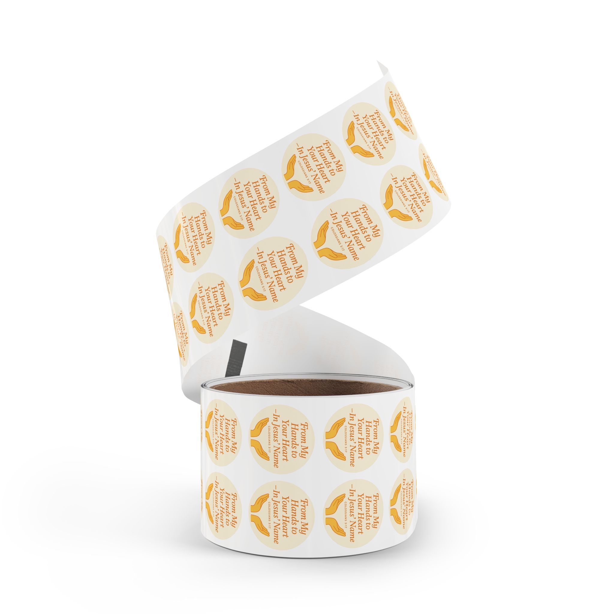 From My Hands To Your Heart – Round Sticker Roll for Small Christian Business Packaging - Image 24