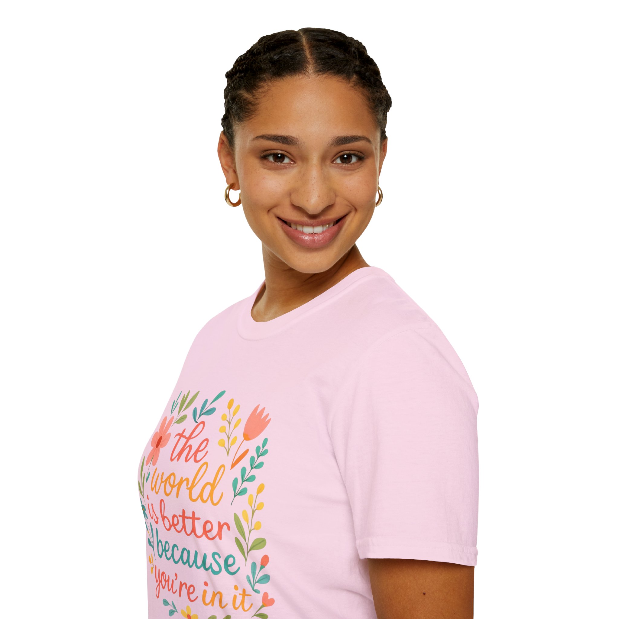 Personalized The World Is Better Because You’re In It Softstyle T-Shirt - Image 15