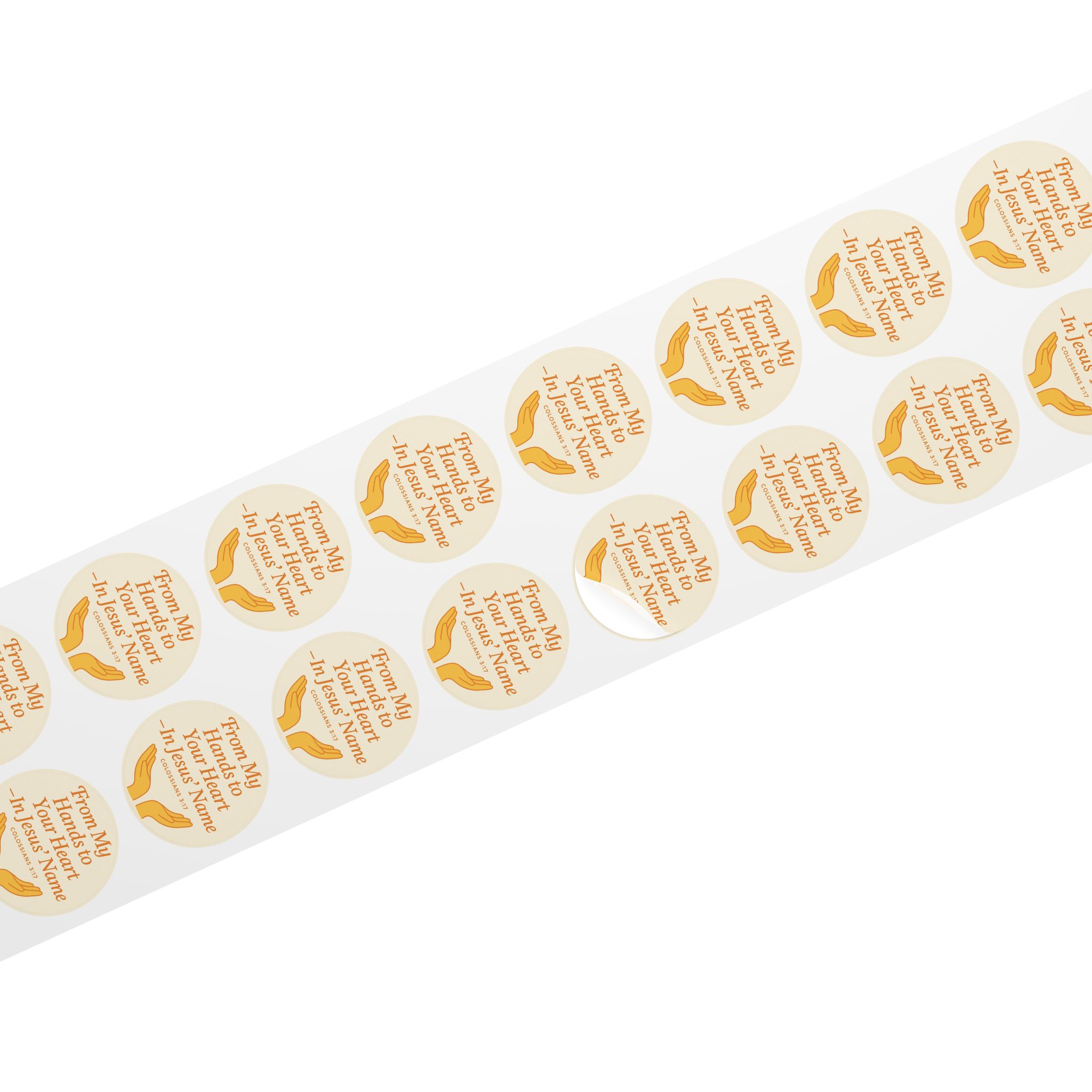 From My Hands To Your Heart – Round Sticker Roll for Small Christian Business Packaging - Image 34
