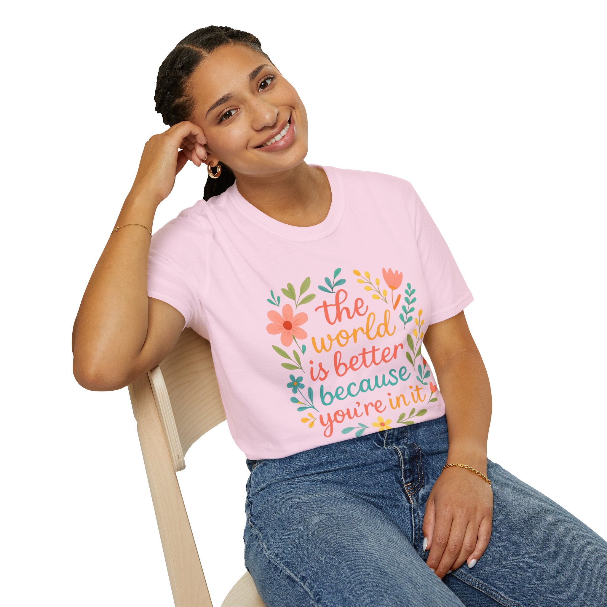 Personalized The World Is Better Because You’re In It Softstyle T-Shirt - Image 16