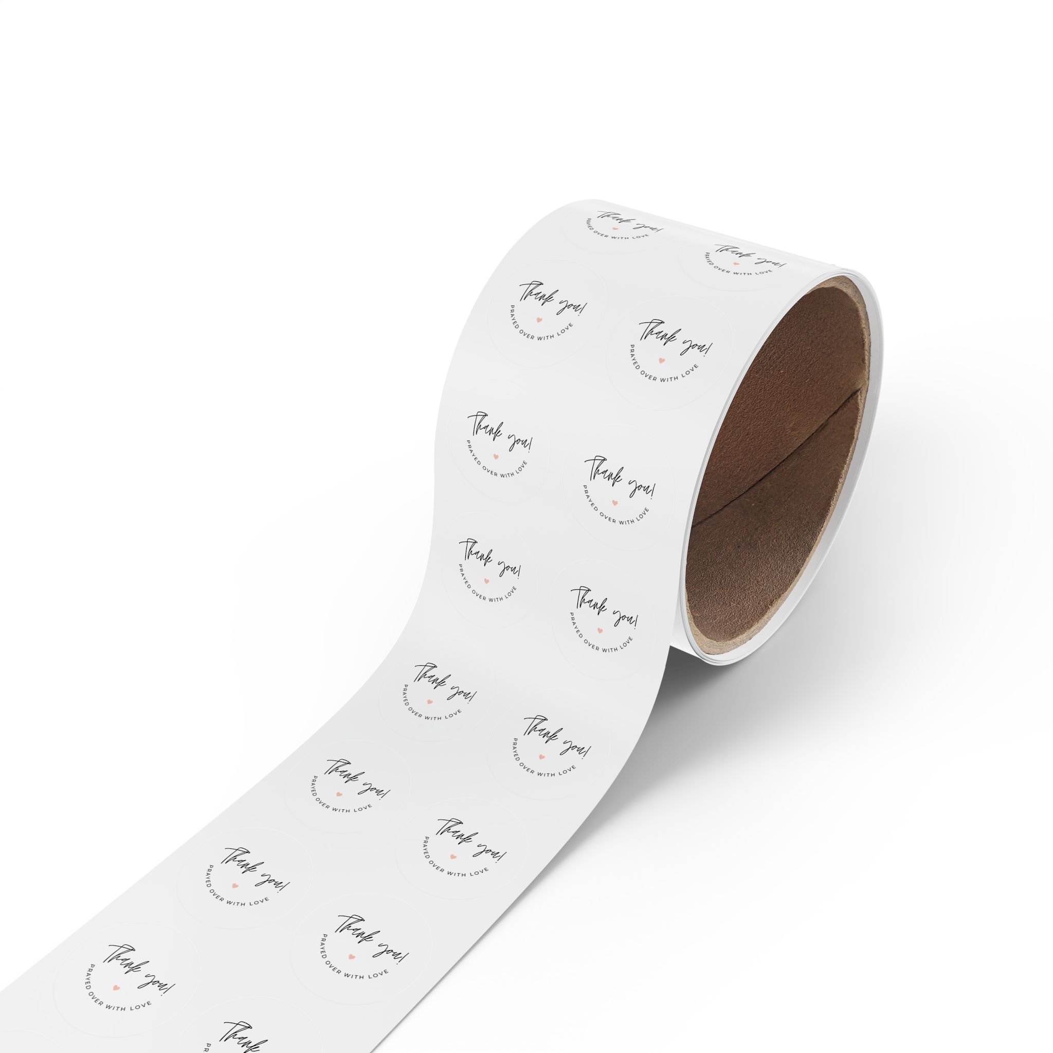 “Thank You! Prayed Over with Love” – Round Sticker Label Roll for Christian Small Business Packaging - Image 2