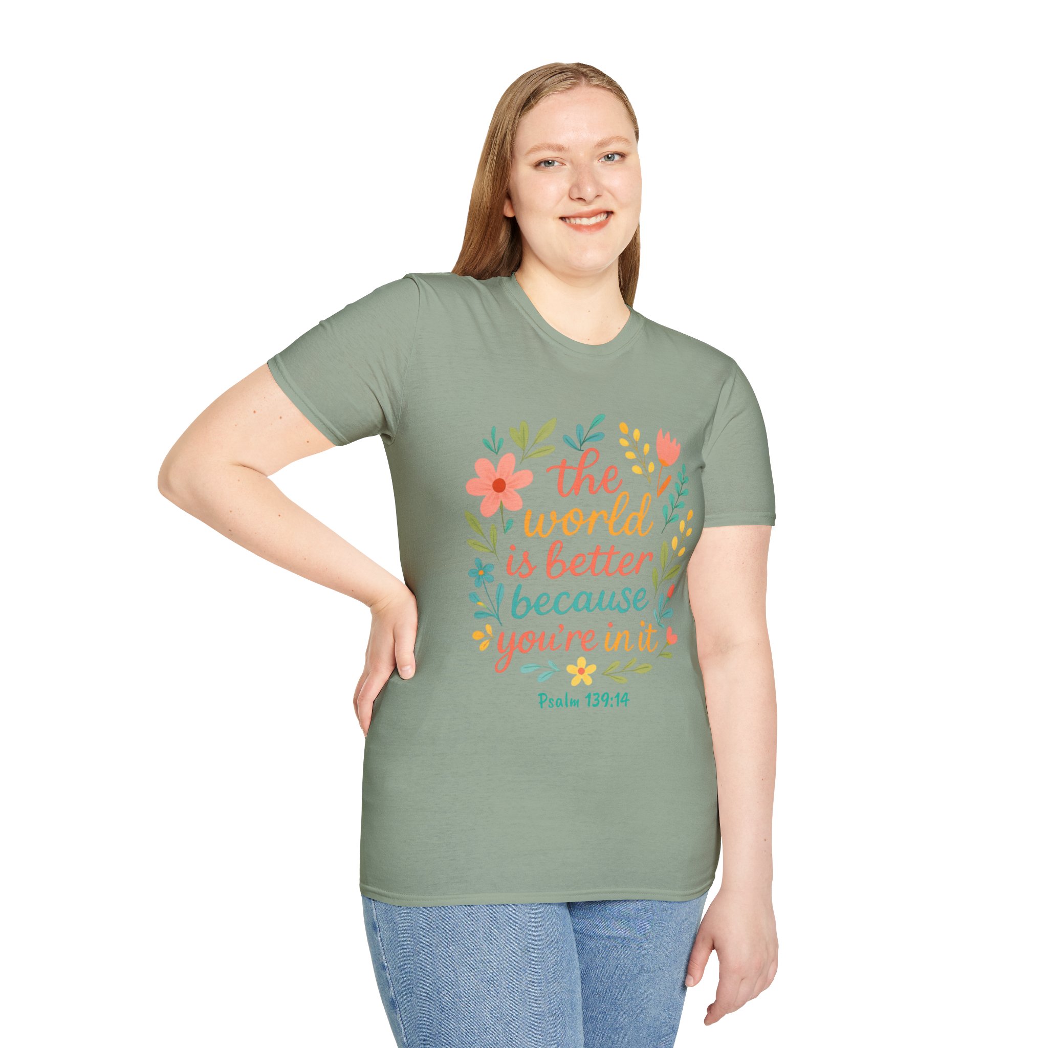 Personalized The World Is Better Because You’re In It Softstyle T-Shirt - Image 62