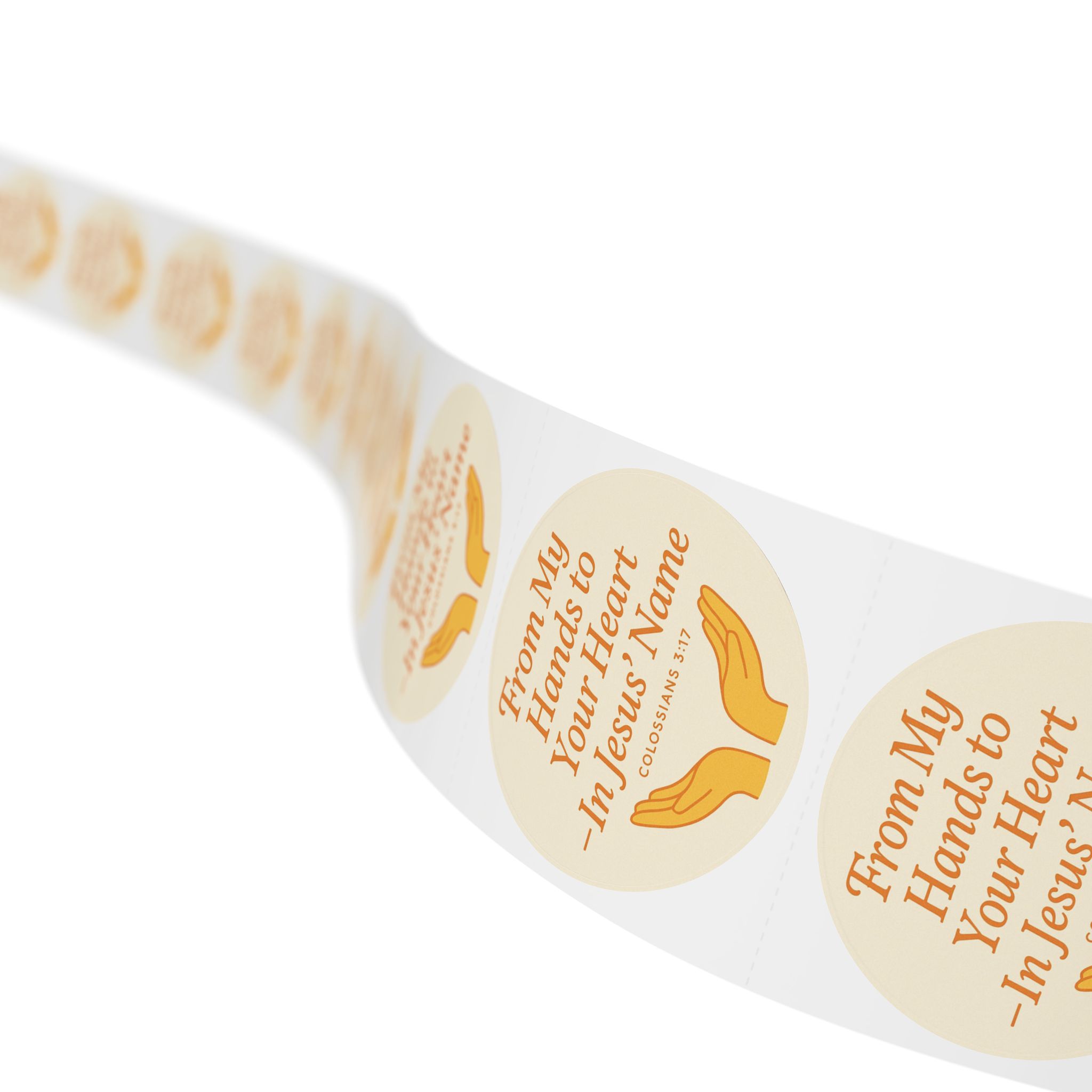 From My Hands To Your Heart – Round Sticker Roll for Small Christian Business Packaging - Image 12