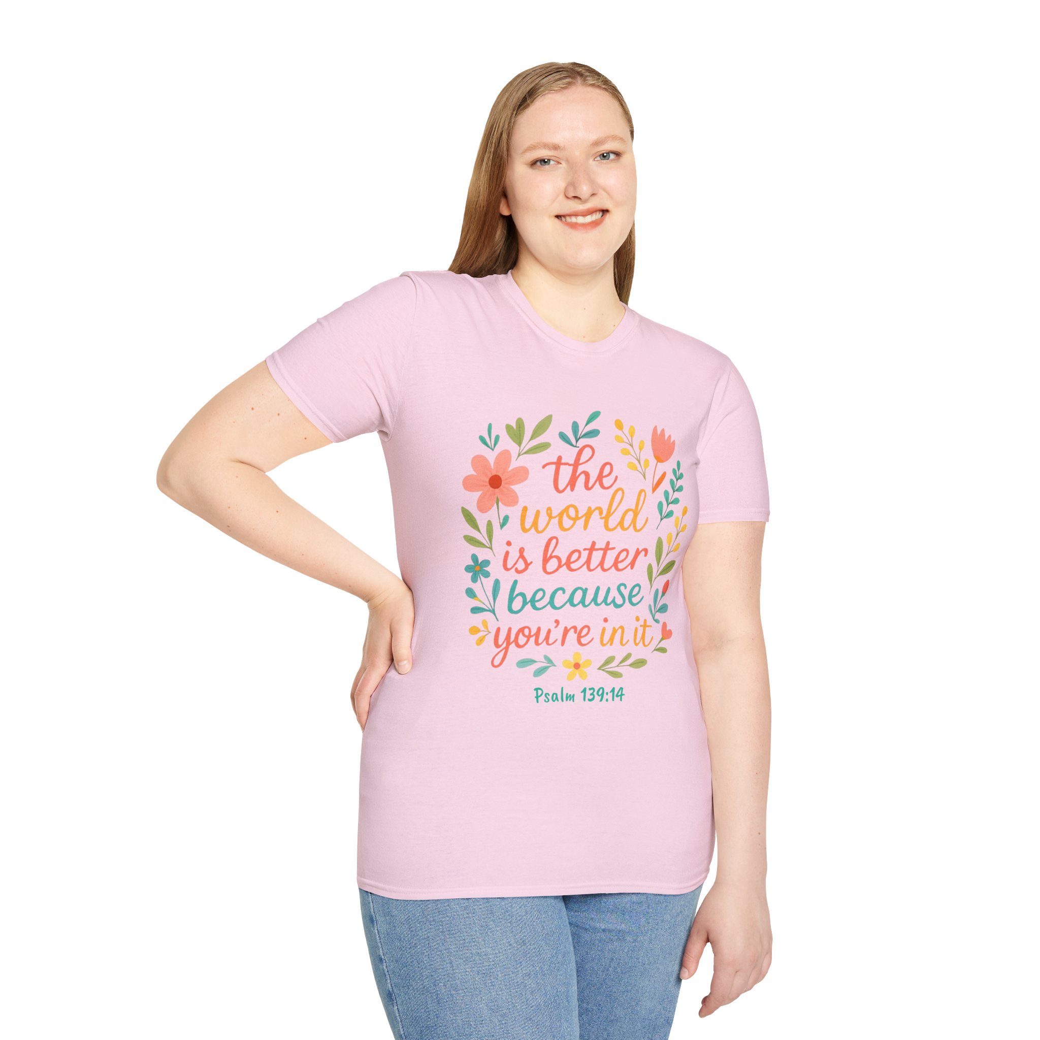 Personalized The World Is Better Because You’re In It Softstyle T-Shirt - Image 9