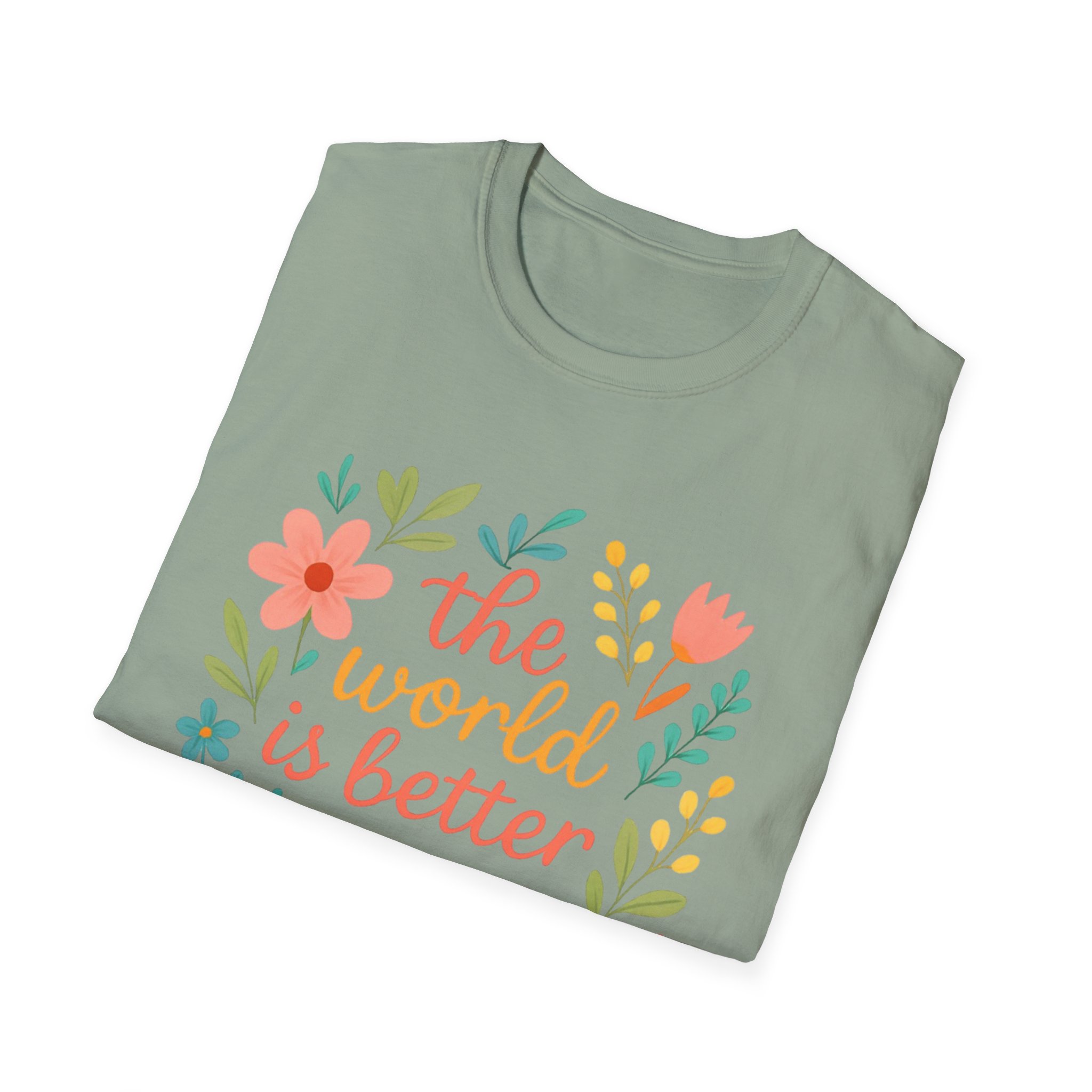 Personalized The World Is Better Because You’re In It Softstyle T-Shirt - Image 61