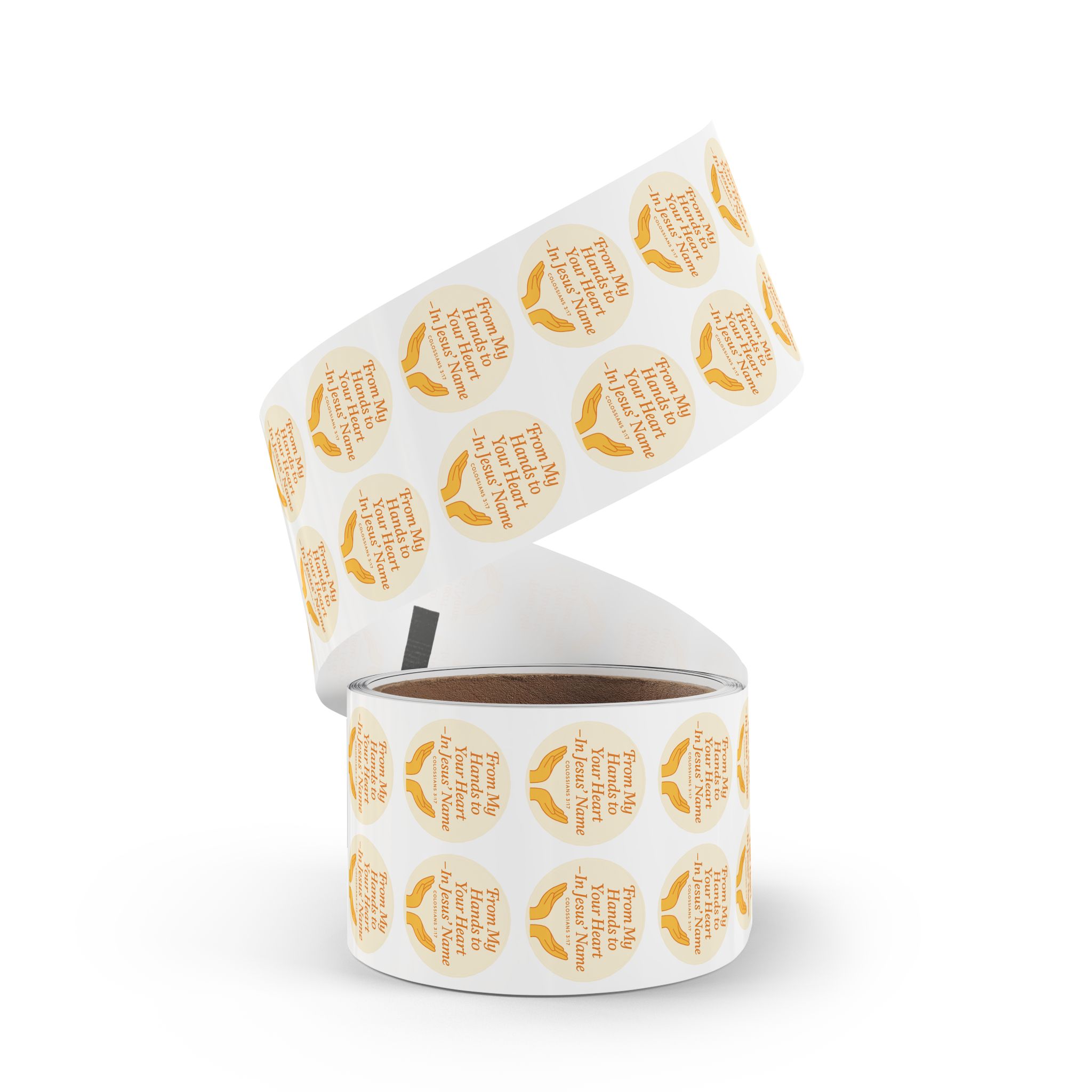 From My Hands To Your Heart – Round Sticker Roll for Small Christian Business Packaging - Image 31