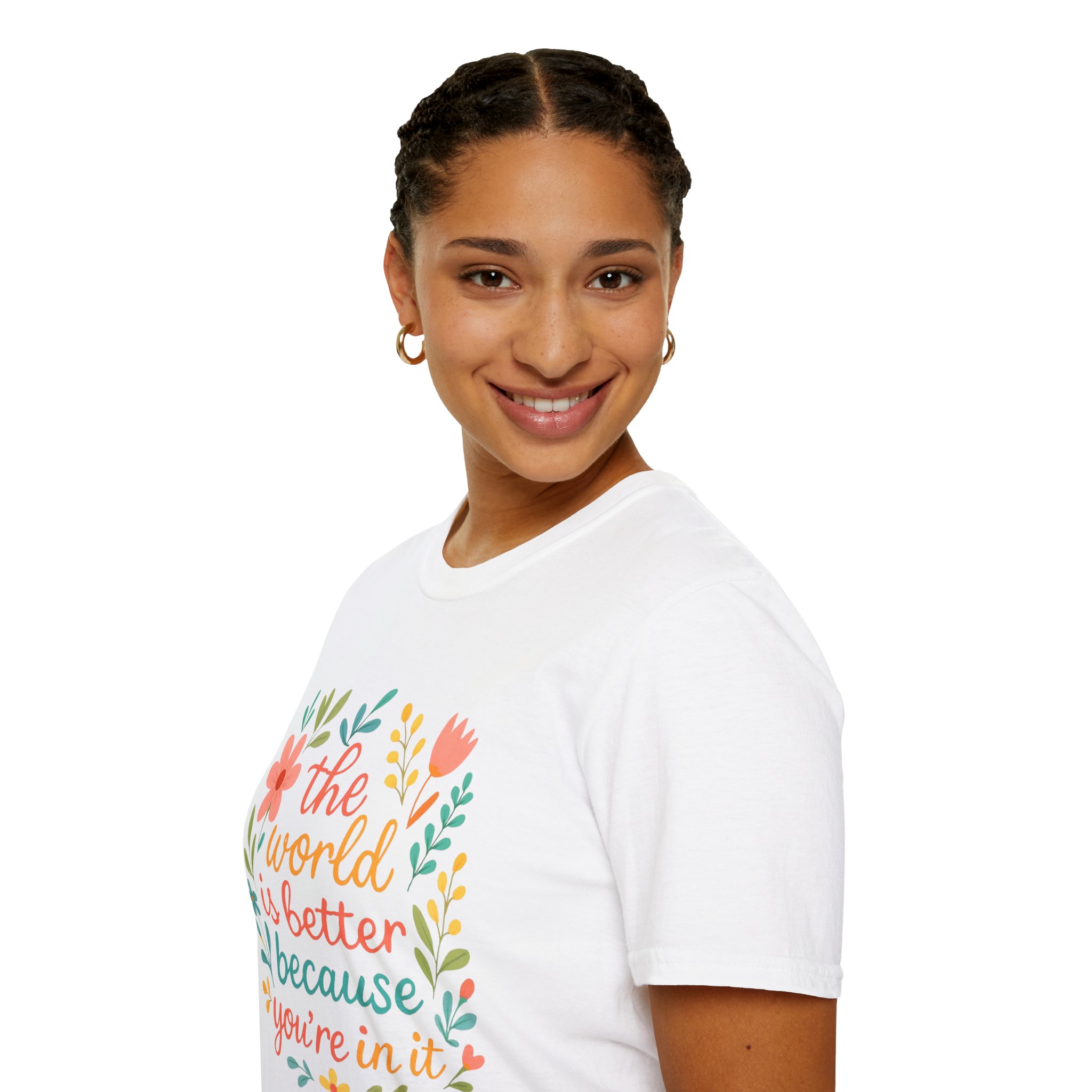 Personalized The World Is Better Because You’re In It Softstyle T-Shirt - Image 23