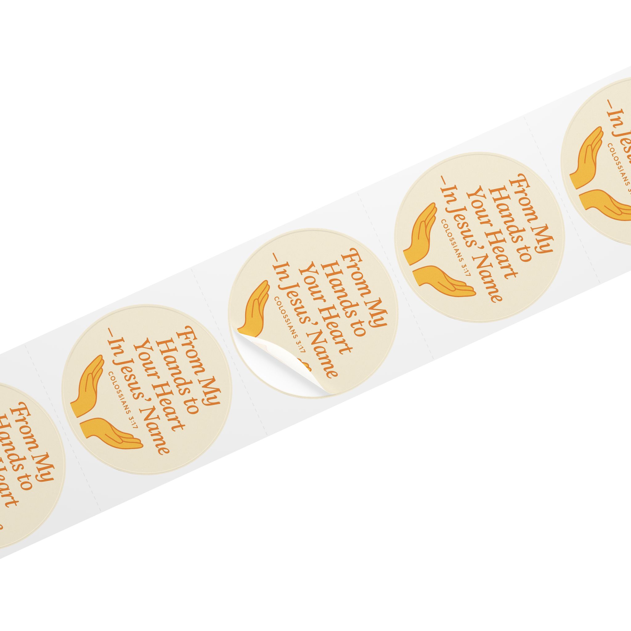 From My Hands To Your Heart – Round Sticker Roll for Small Christian Business Packaging - Image 13