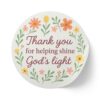 Thank You for Helping Shine God’s Light – Round Sticker Roll for Small Christian Business Packaging