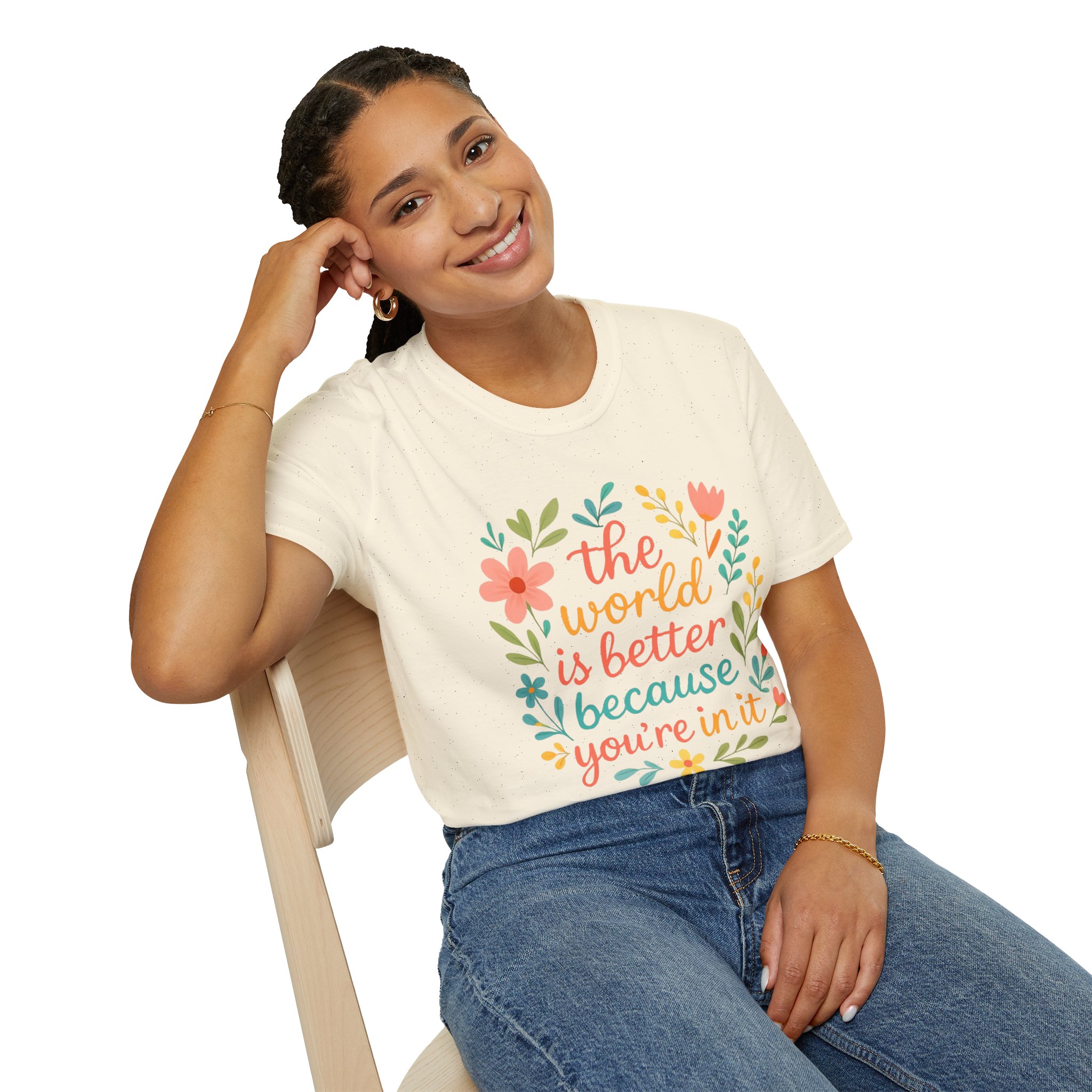 Personalized The World Is Better Because You’re In It Softstyle T-Shirt - Image 57