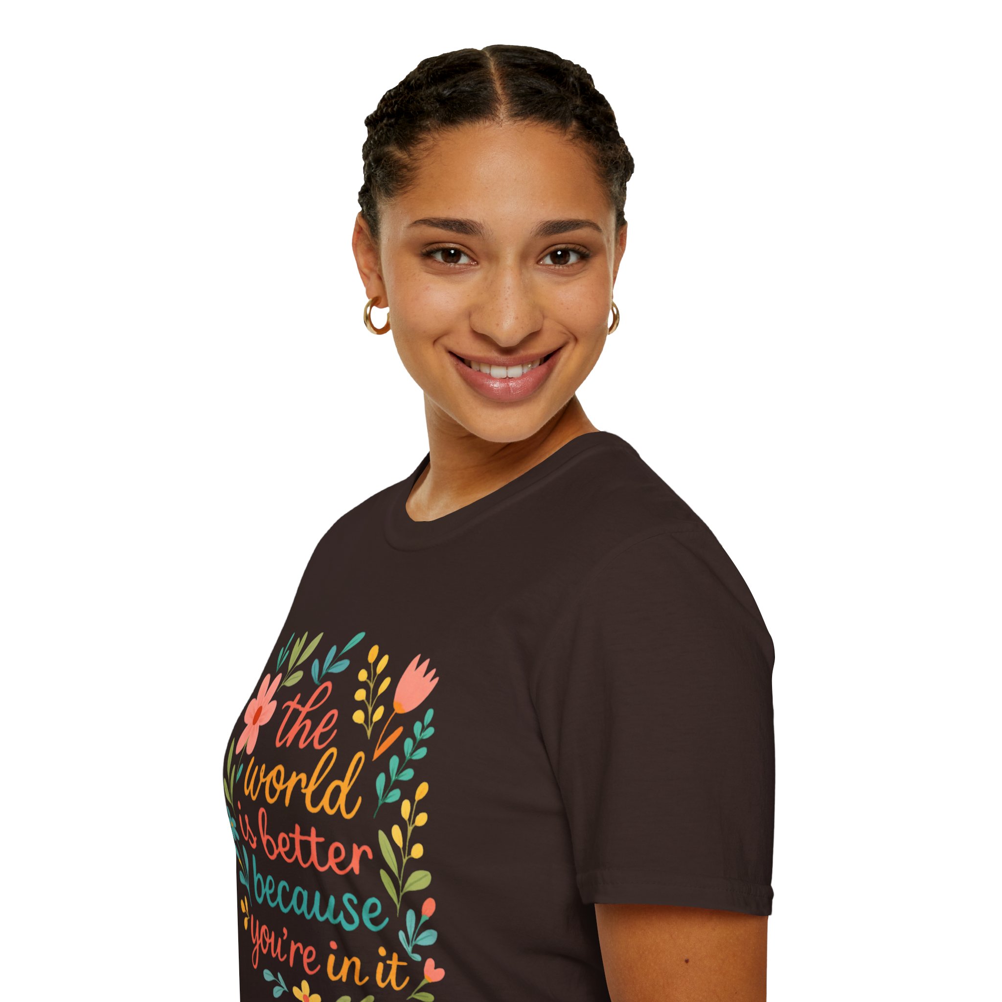 Personalized The World Is Better Because You’re In It Softstyle T-Shirt - Image 8