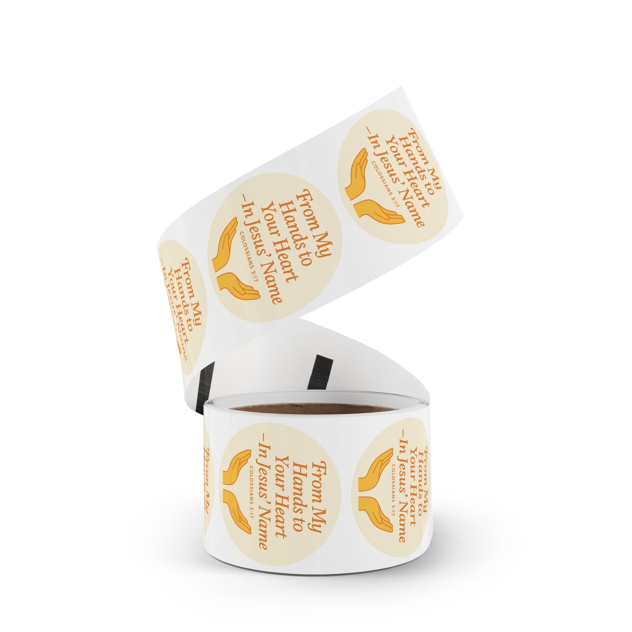 From My Hands To Your Heart – Round Sticker Roll for Small Christian Business Packaging - Image 10