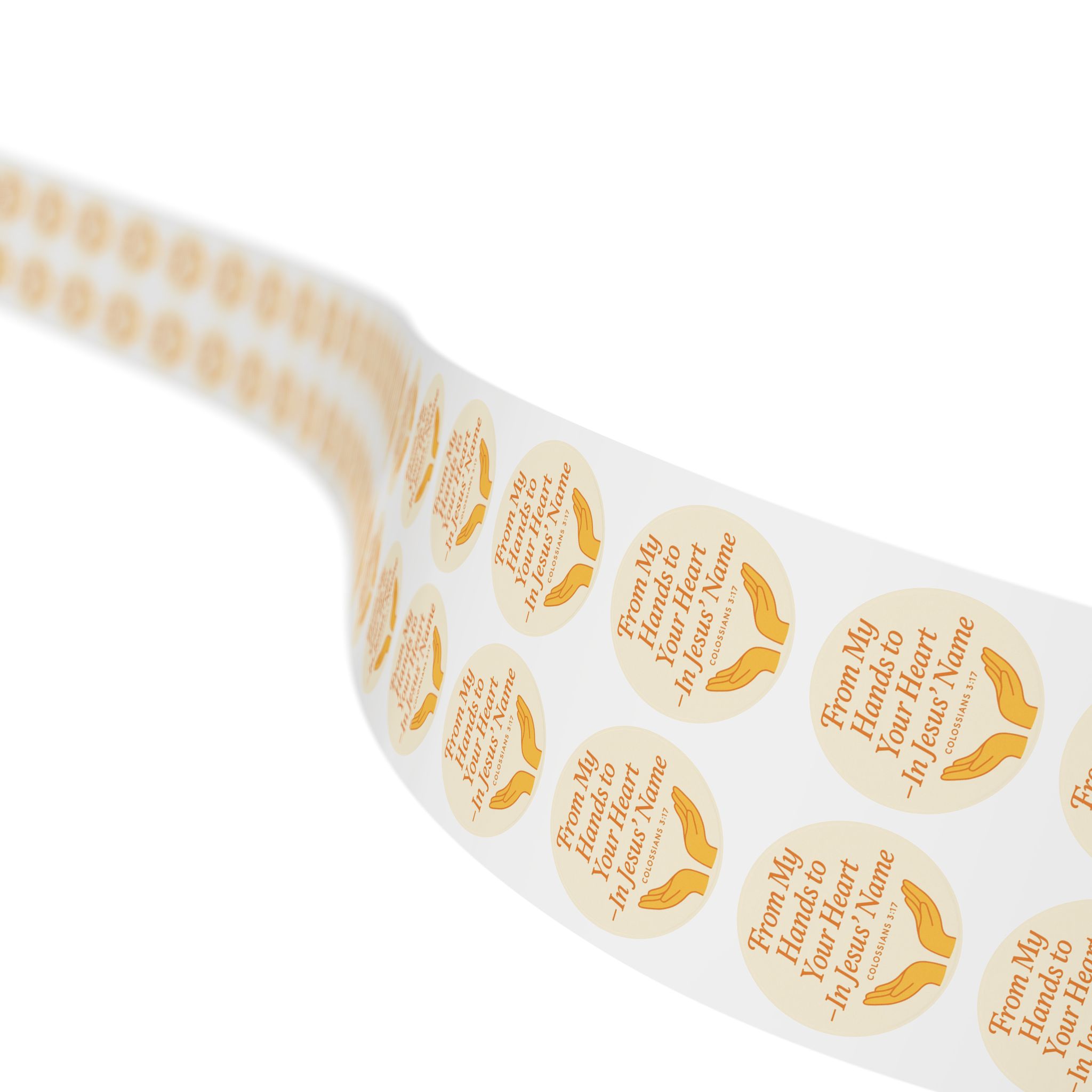 From My Hands To Your Heart – Round Sticker Roll for Small Christian Business Packaging - Image 26