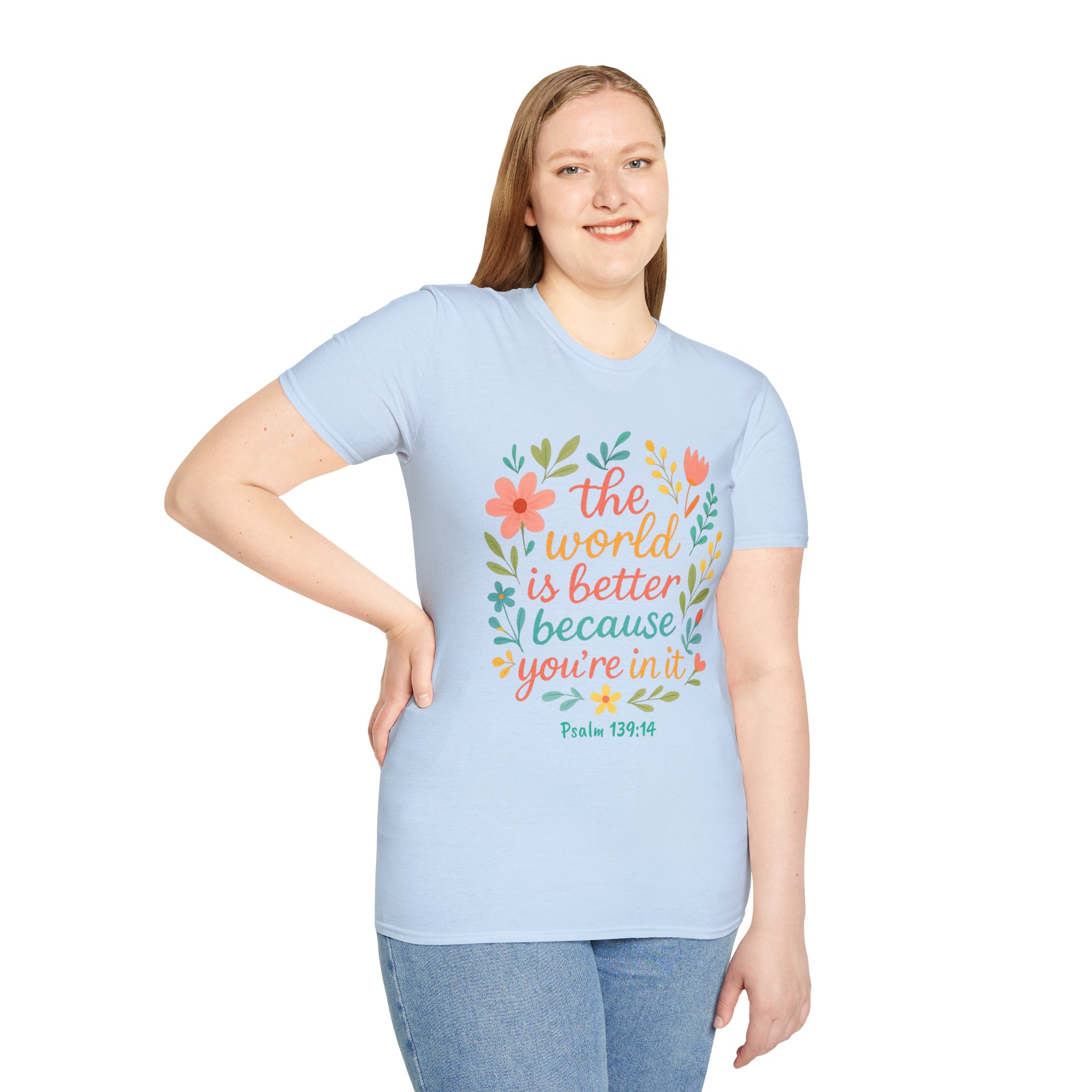 Personalized The World Is Better Because You’re In It Softstyle T-Shirt - Image 70