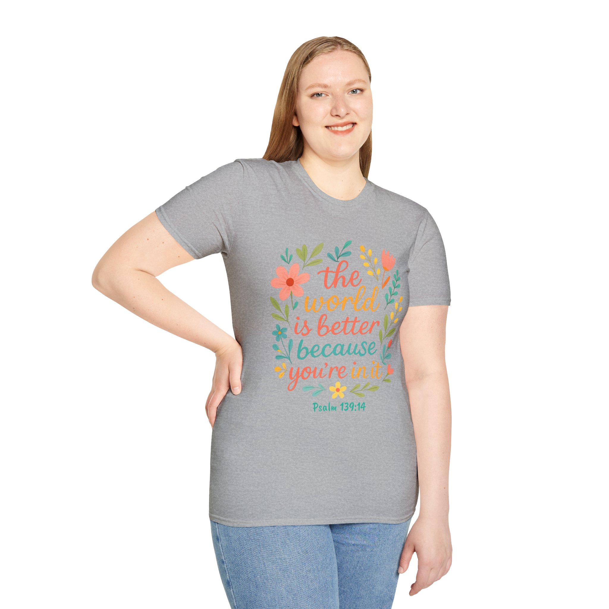 Personalized The World Is Better Because You’re In It Softstyle T-Shirt - Image 78