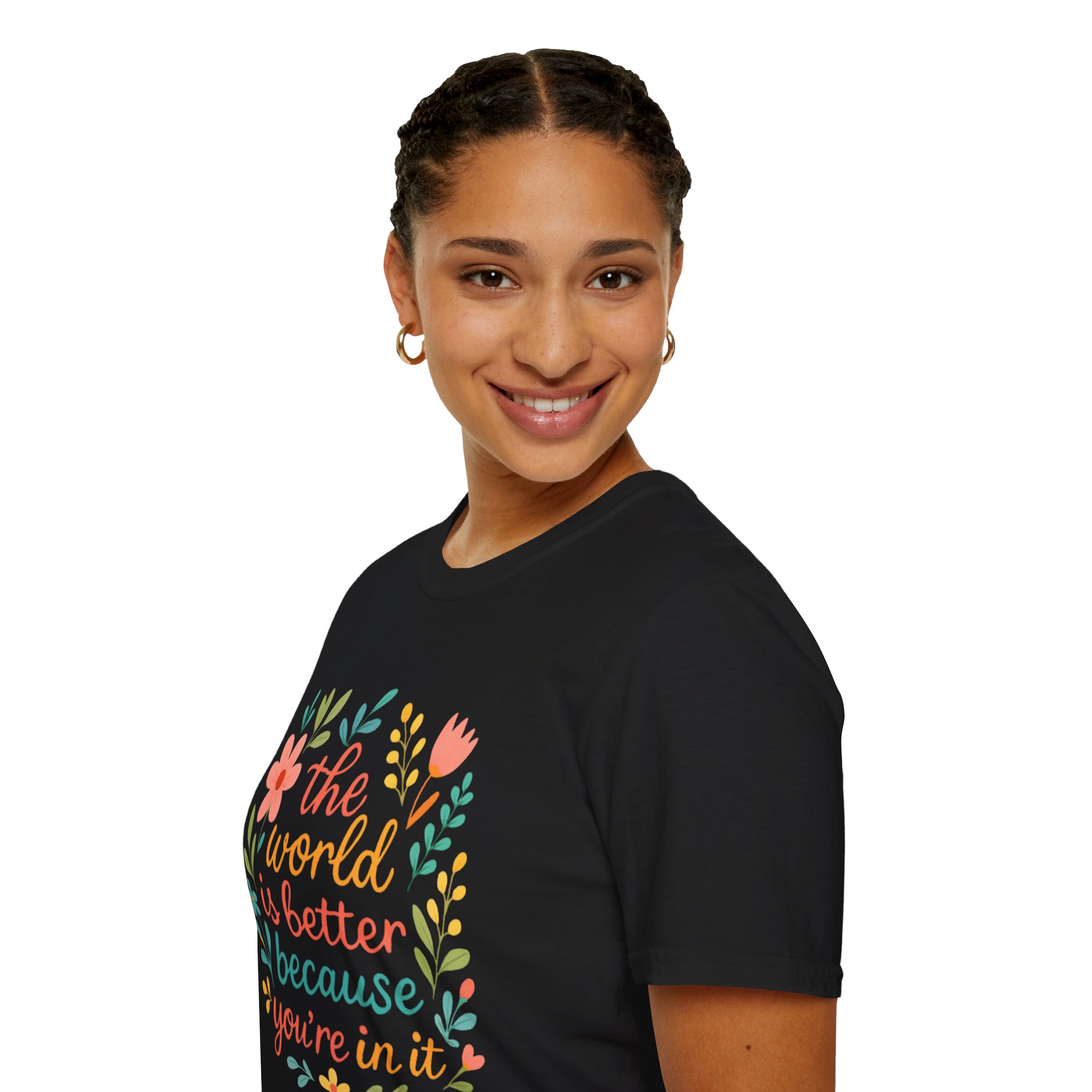 Personalized The World Is Better Because You’re In It Softstyle T-Shirt - Image 32
