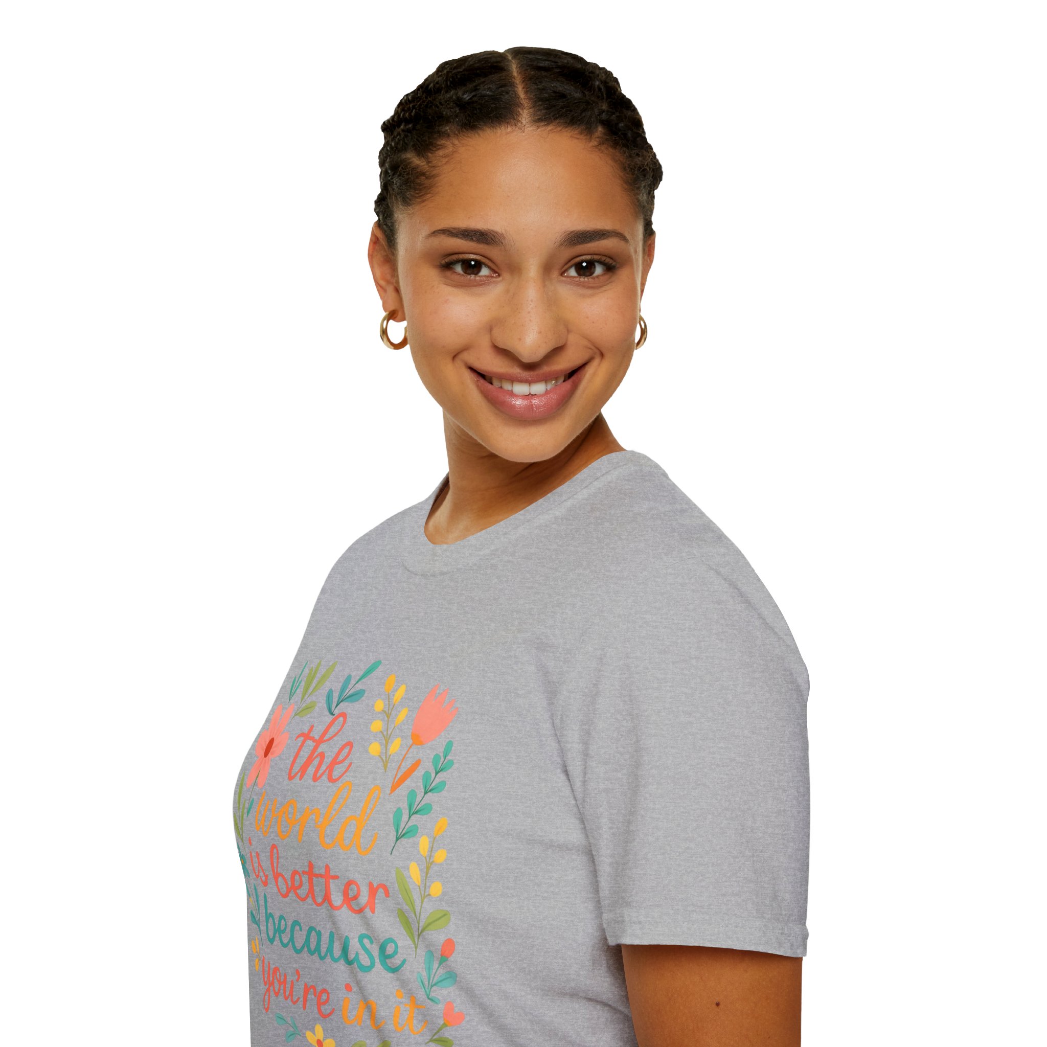 Personalized The World Is Better Because You’re In It Softstyle T-Shirt - Image 80