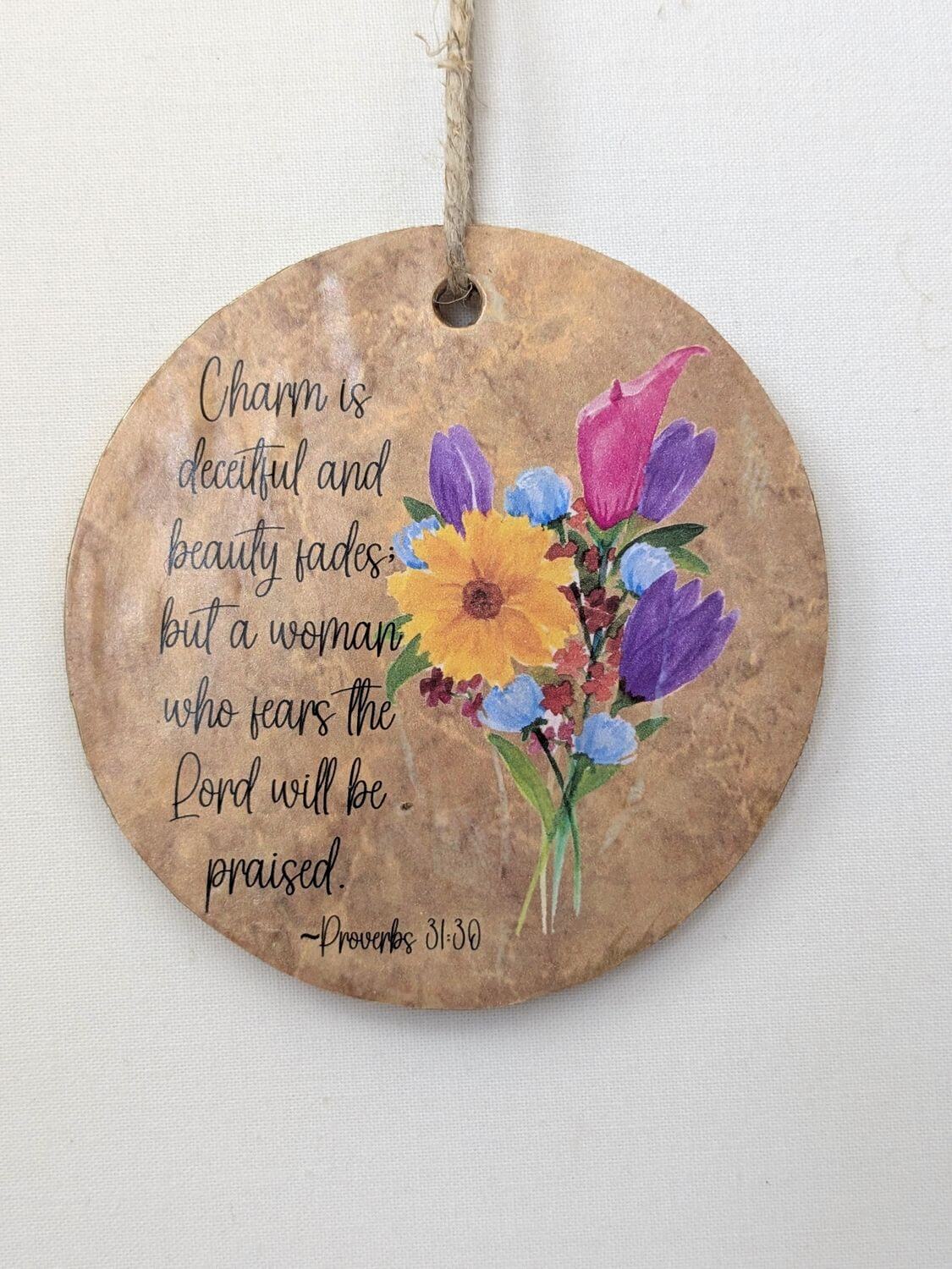 Proverbs 31 Purple Bouquet Keepsake Ornament for Women - Image 2
