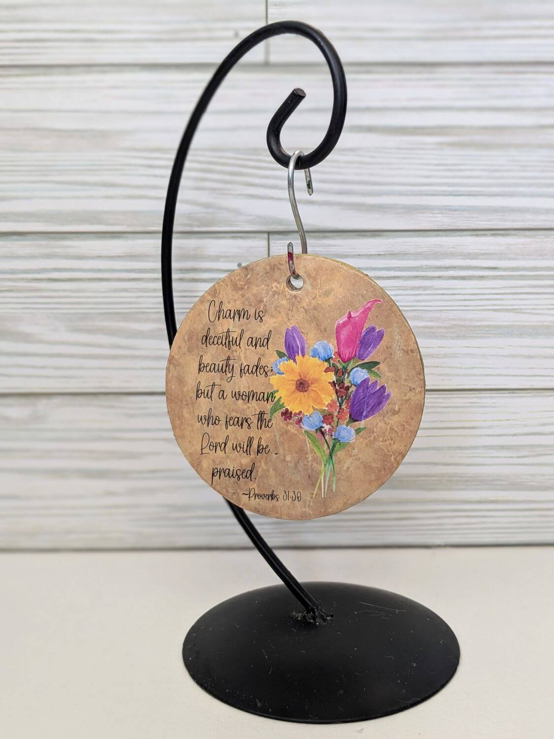 Proverbs 31 Purple Bouquet Keepsake Ornament for Women - Image 4