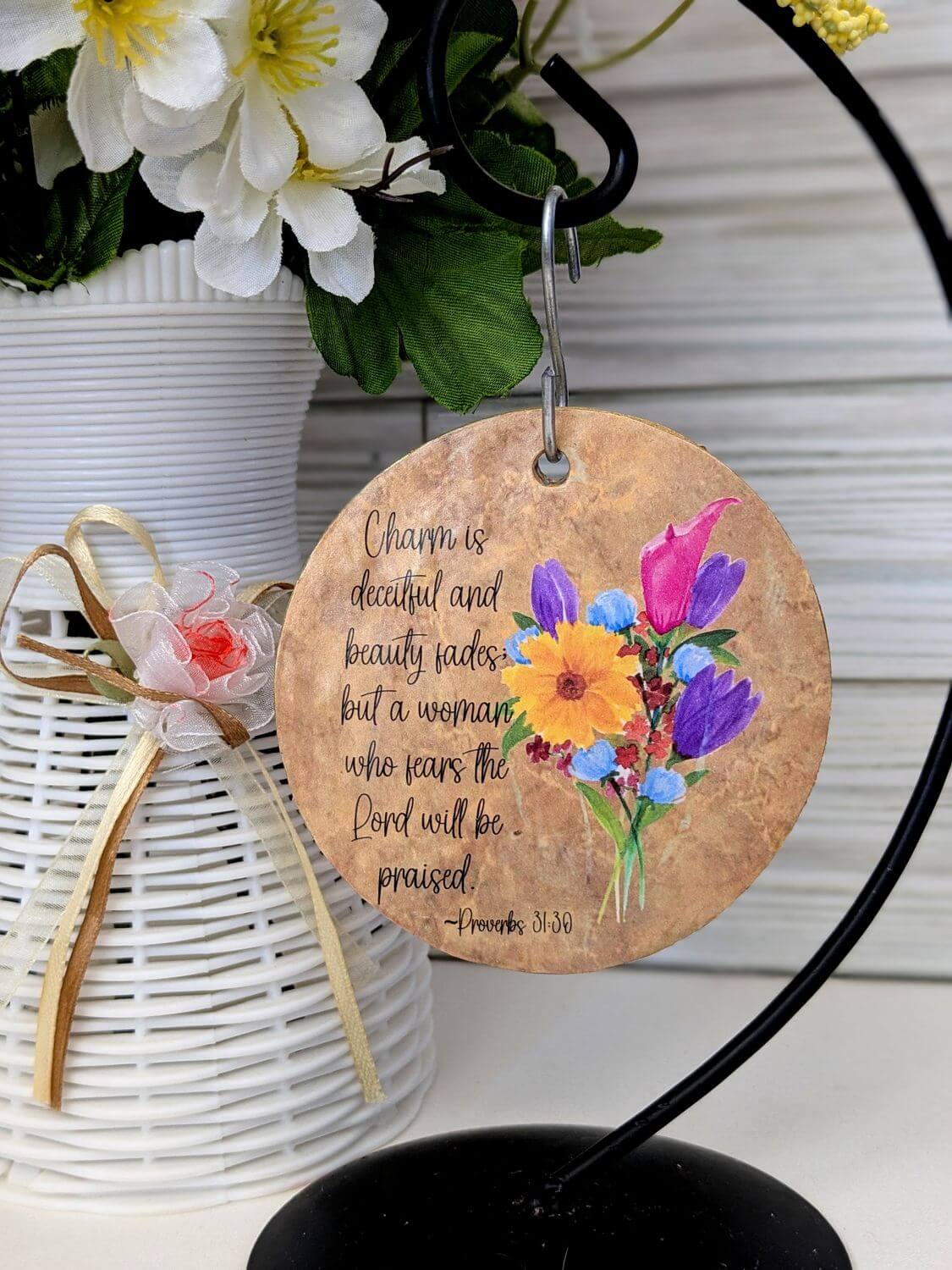 Proverbs 31 Purple Bouquet Keepsake Ornament for Women - Image 5