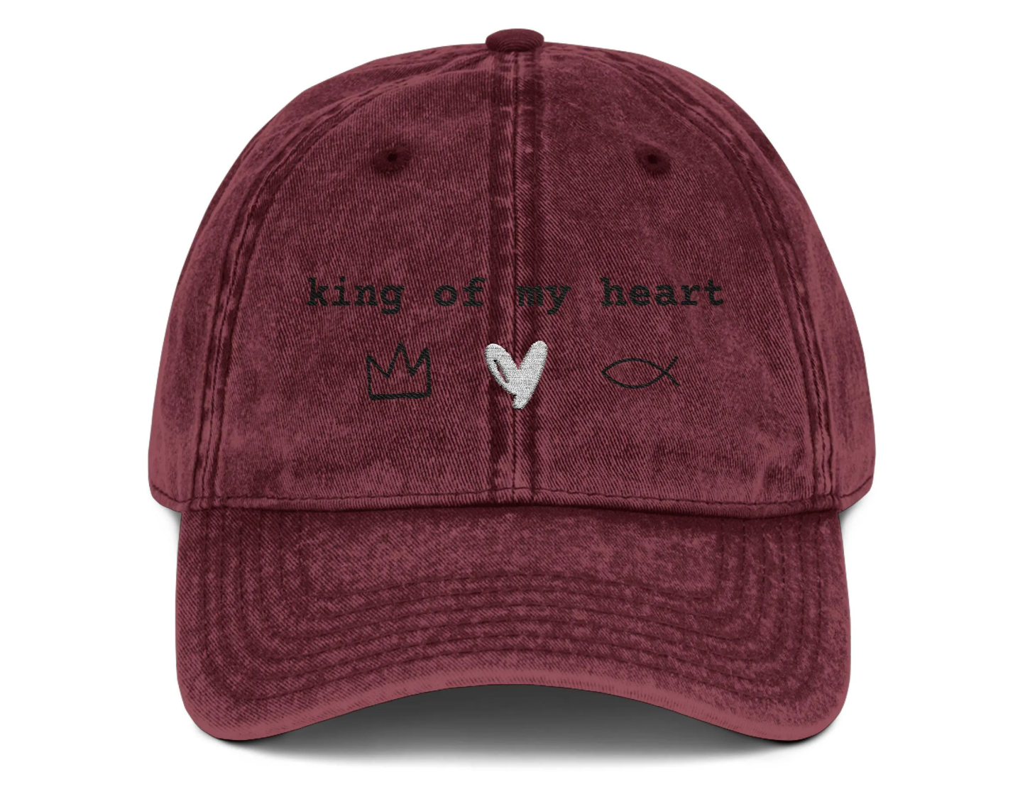 Vintage Embroidered Cap - King of My Heart, Casual Hat, Gift for Him/Her, Outdoor Adventures, Father's Day, Trendy Accessories - Image 2