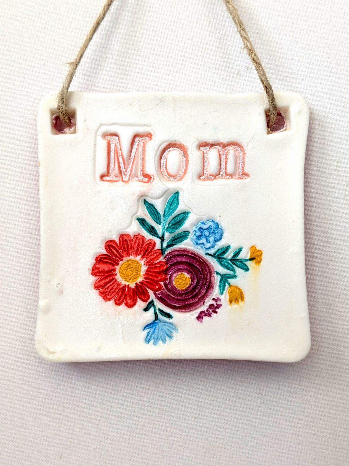 Stamped Bright Floral Bouquet Mom Keepsake Ornament - Image 5
