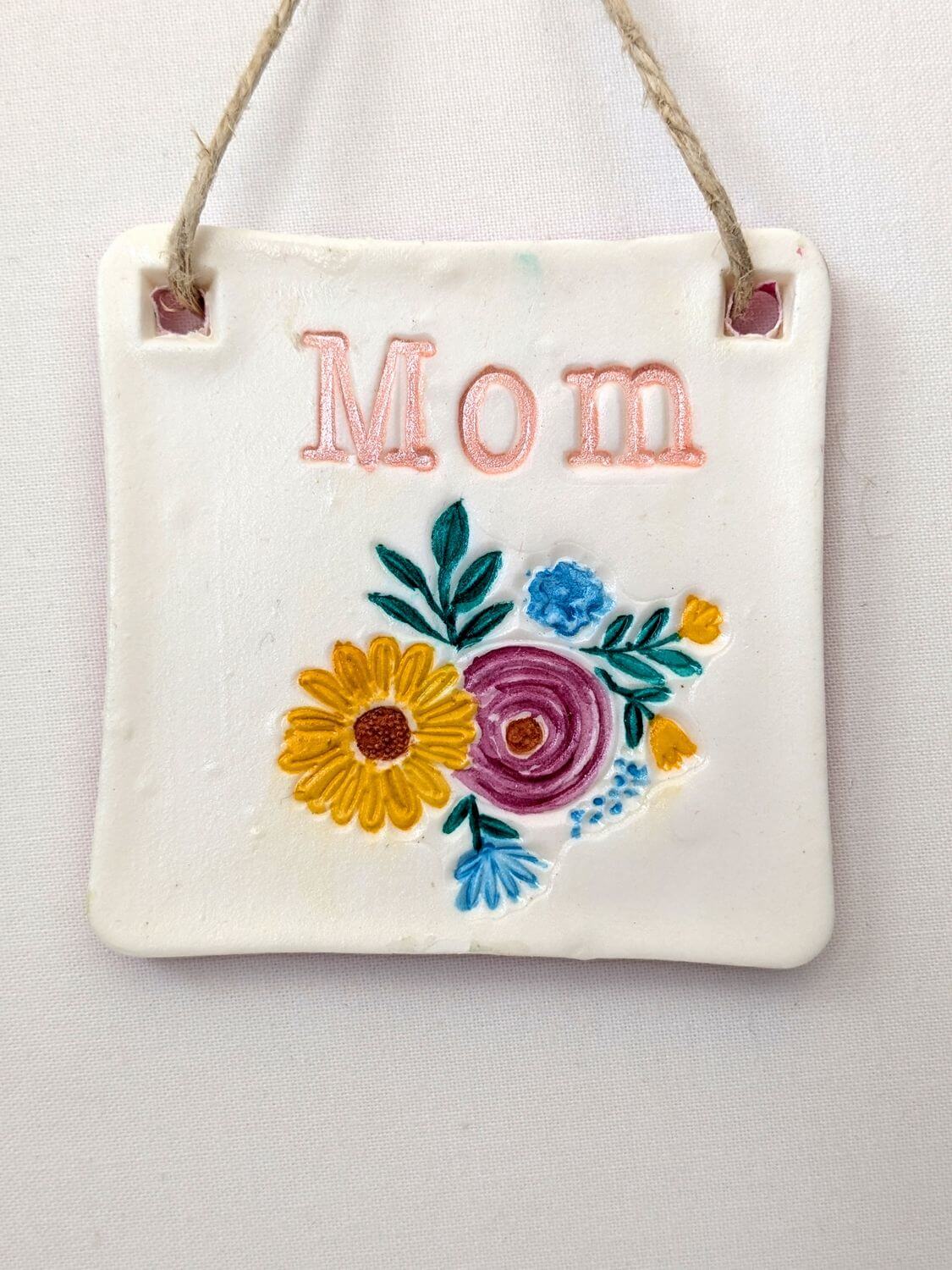Stamped Bright Floral Bouquet Mom Keepsake Ornament