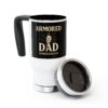 Personalized Armored Dad Stainless Steel Travel Mug with Handle, 14oz